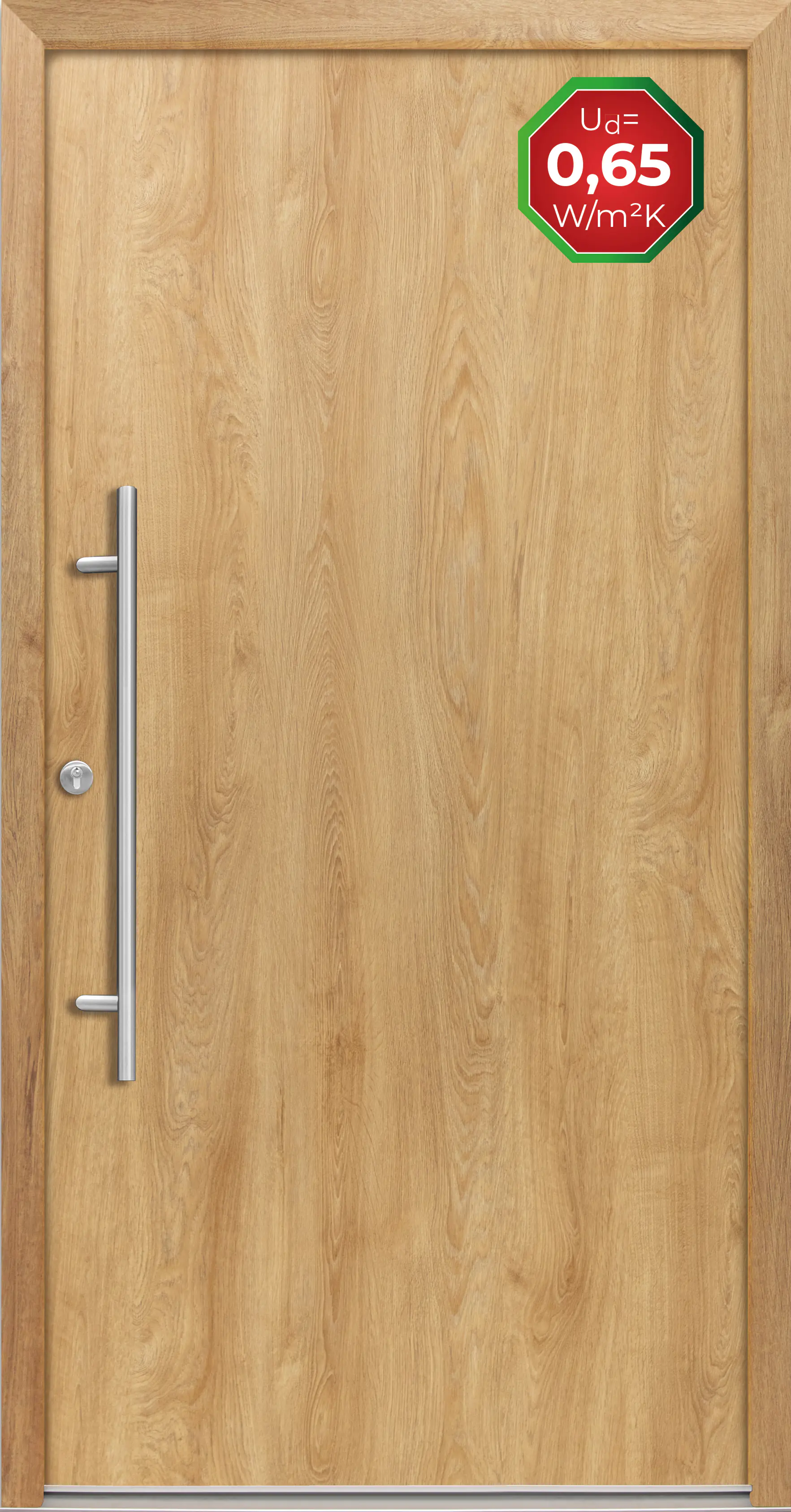 Splendoor Haustür Passivedoor Premium B05 Eiche Natur DIN Links 110 x 210 cm