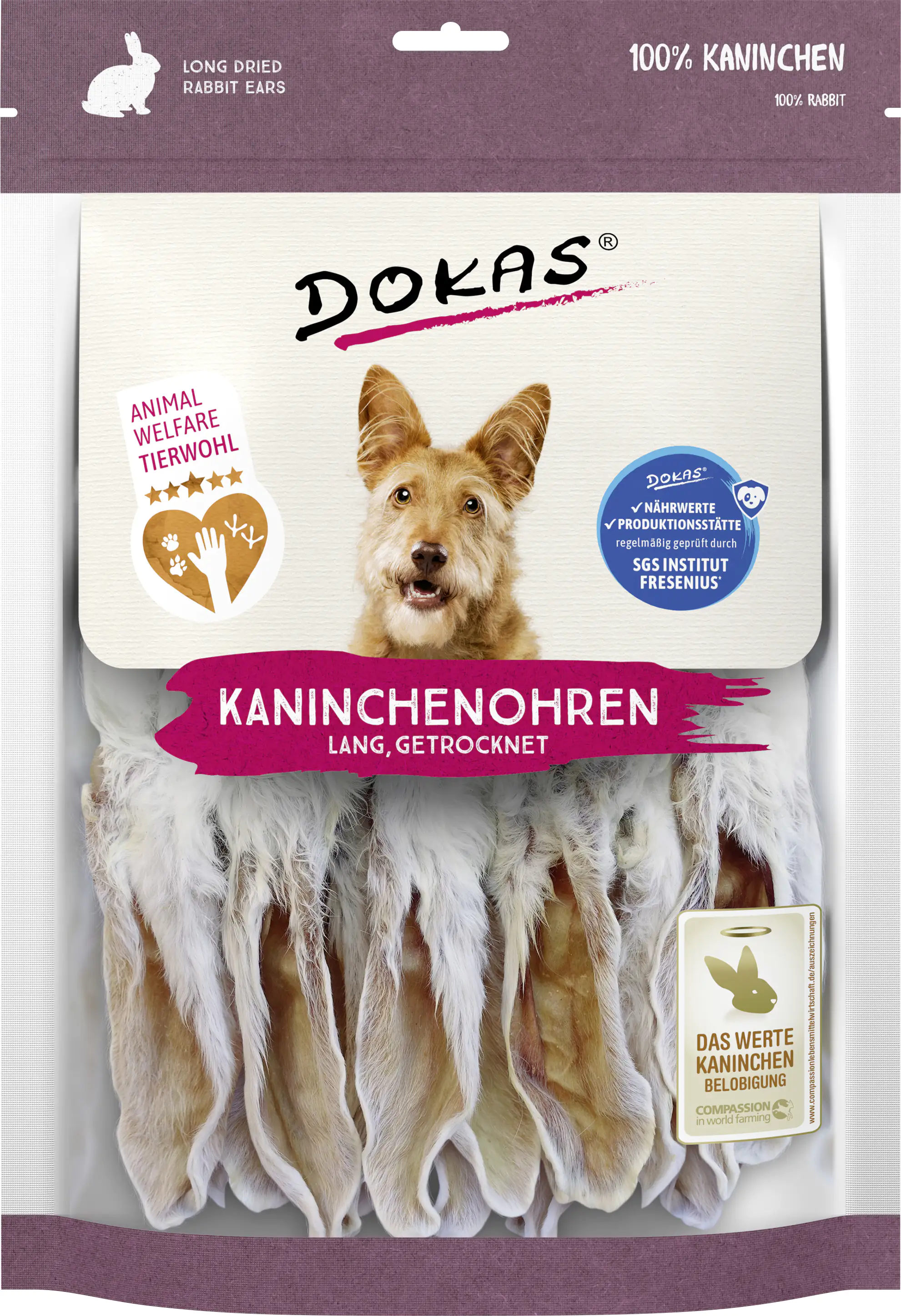 Dokas Kaninchenohren mit Fell 180 g, getrocknet Dokas Kaninchenohren mit Fell 180 g, getrocknet