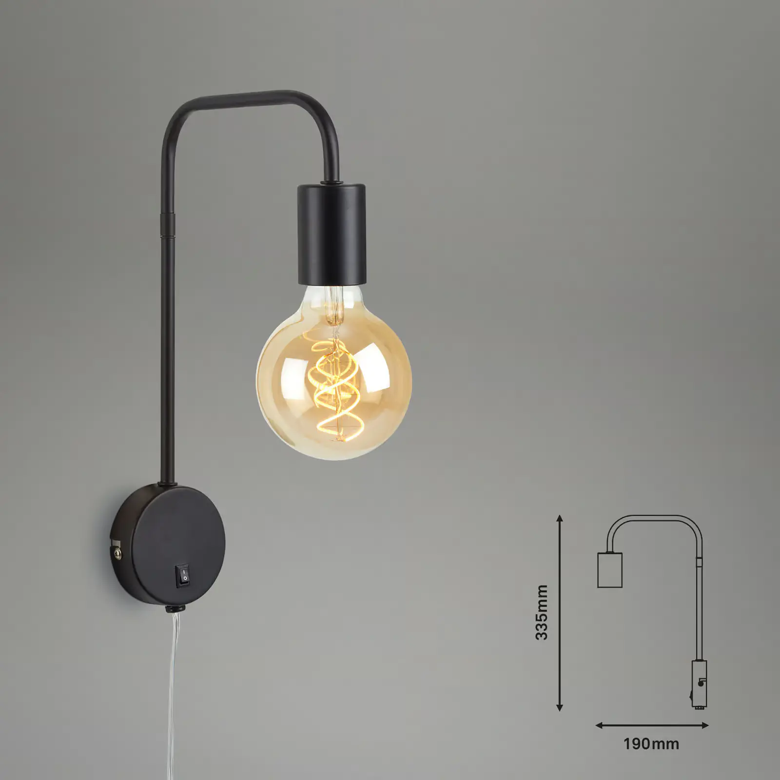 Briloner Bettleuchte Alva schwarz E27, max. 40W