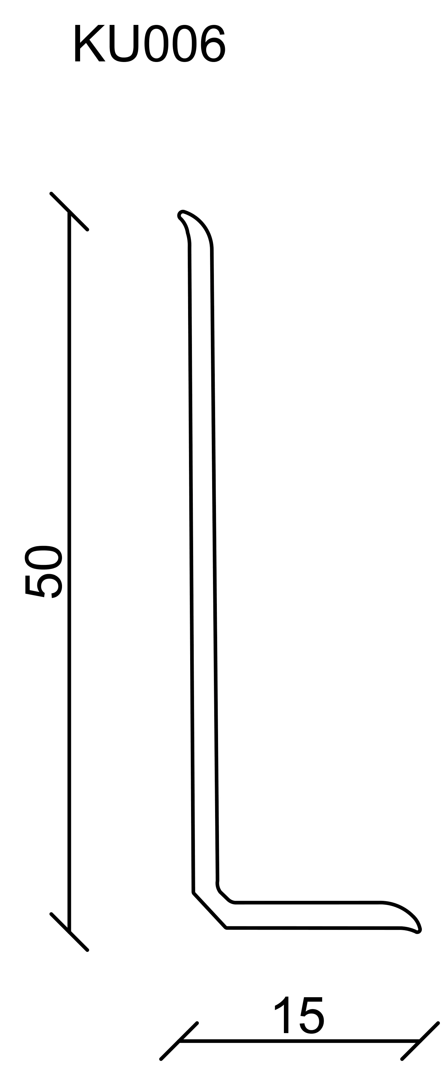 FN Neuhofer Fußleiste 1500 cm 50 x 15 mm schwarz