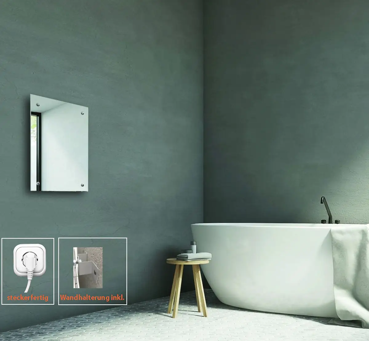 Bella Jolly Infrarot Glasheizkörper 50x50 cm 350 Watt Spiegel