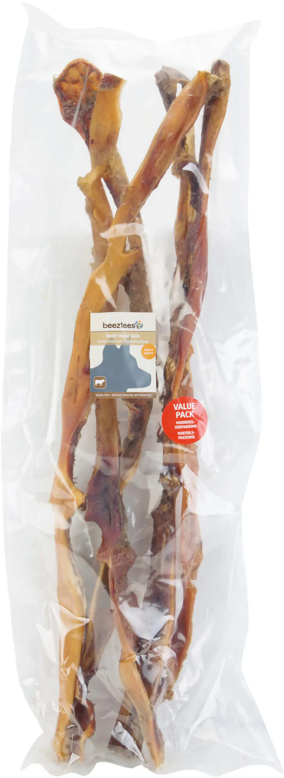 Beeztees Rinderkopfhaut 5 Stück, Länge 70 - 80 cm