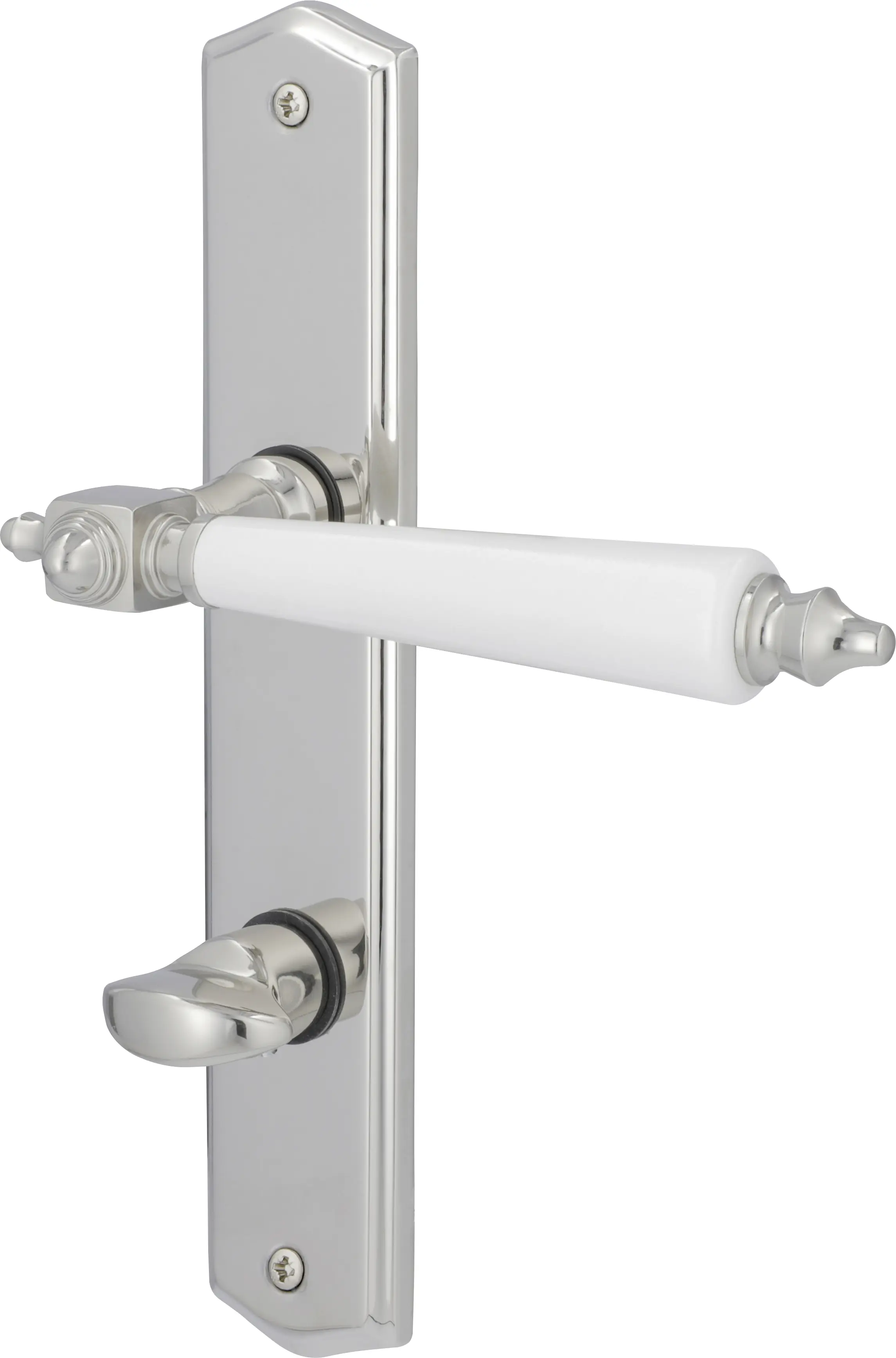 Alpertec Türgarnitur WC Langschild Odin Edelstahl poliert Griff weiß 23 x 4,5 cm mit Sperrriegel