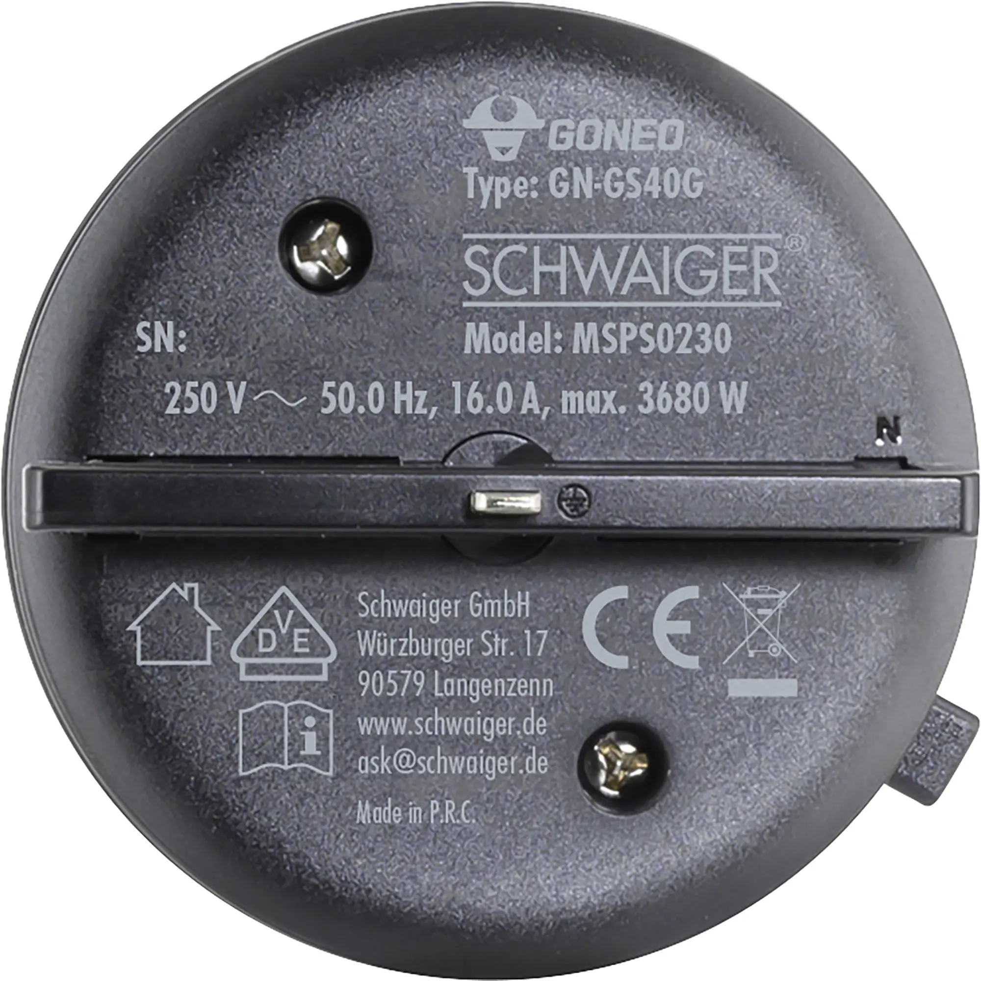 Schwaiger Steckdosenadapter für modulare Stromschiene max. 3680W schwarz