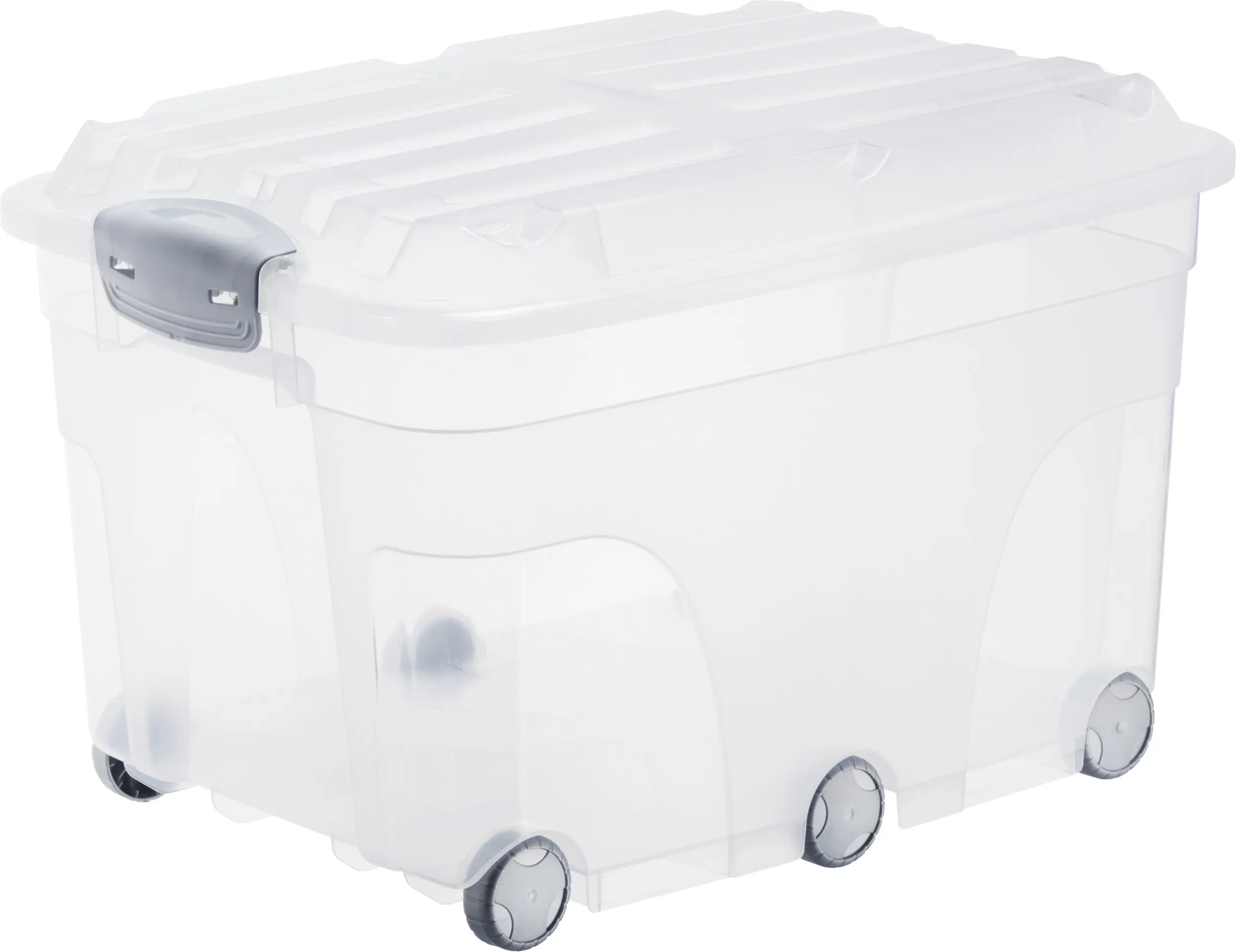 Rotho Aufbewahrungsbox mit Rollen & Deckel 57 L transparent