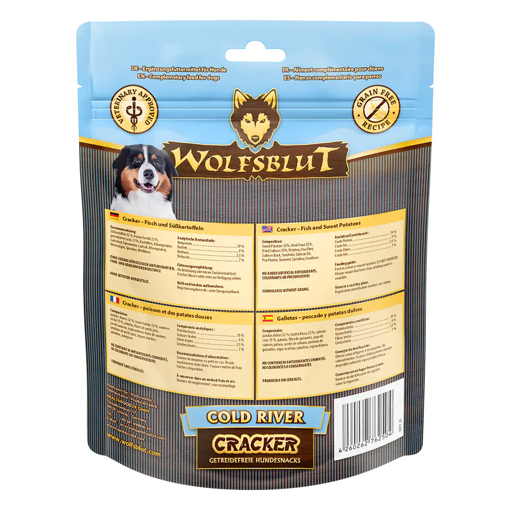 4260262762504_1 Wolfsblut Cold River Cracker - Forelle mit Süßkartoffel 225 g