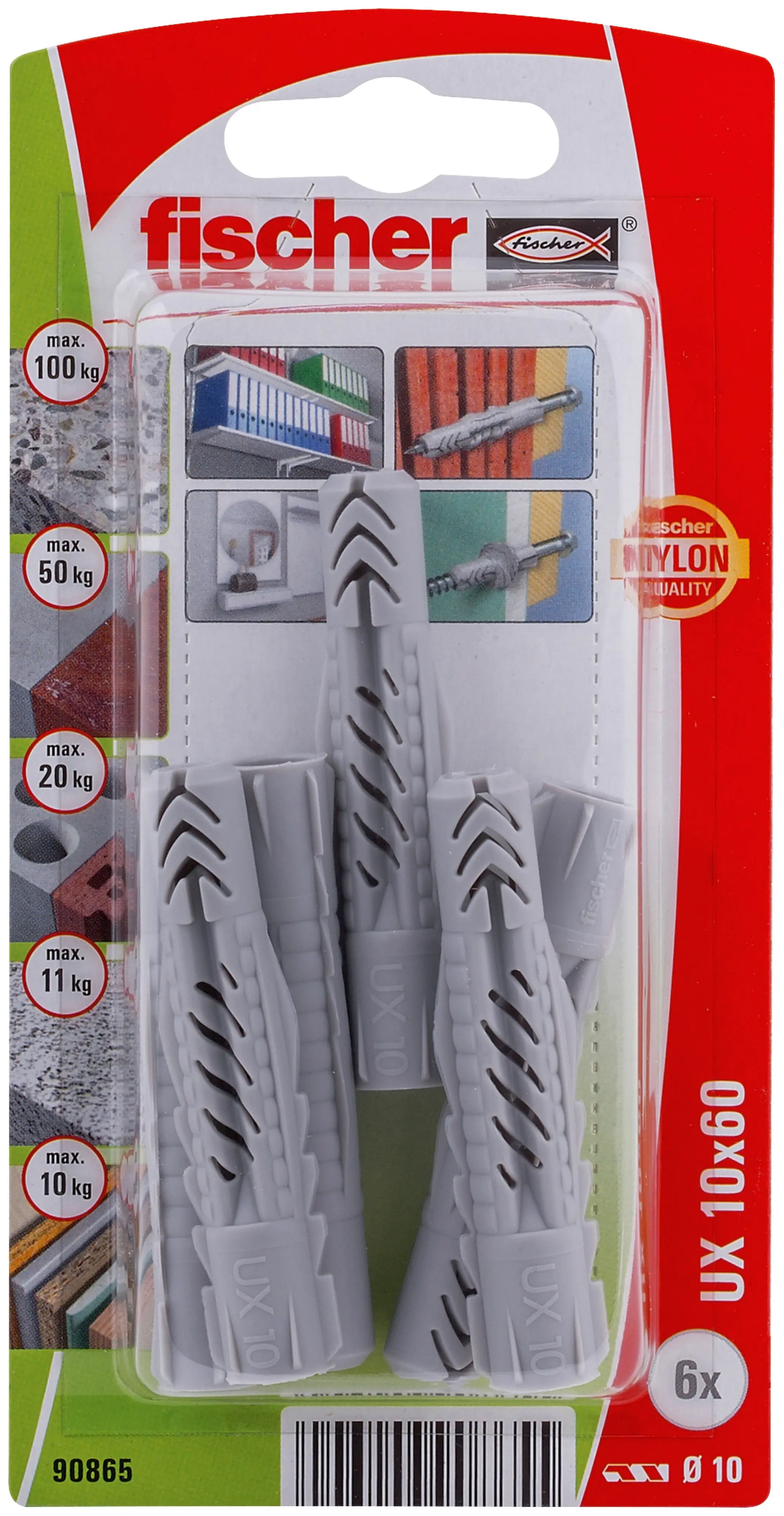 Fischer Universaldübel UX 10 x 60 mm - 6 Stück