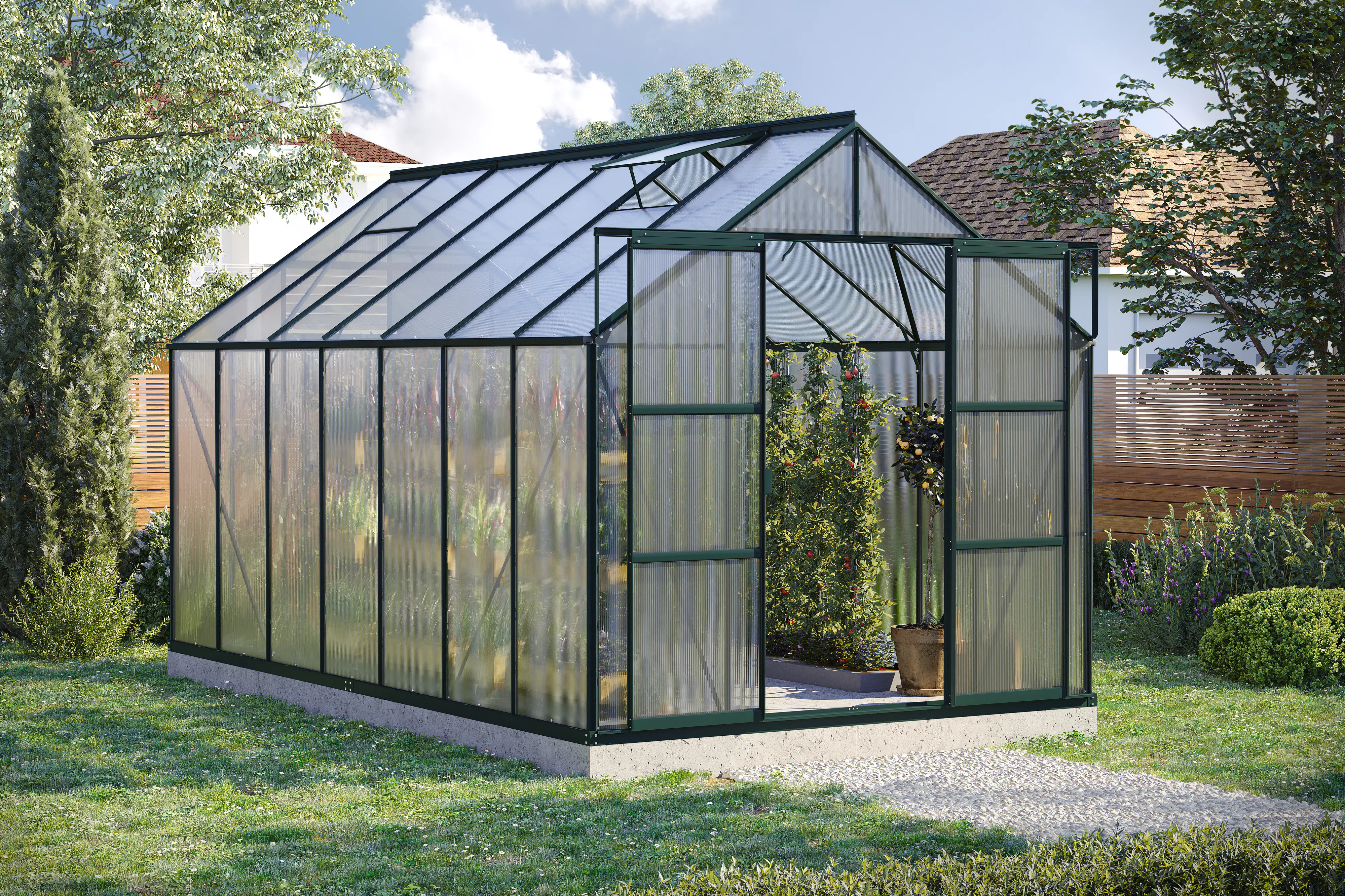 Vitavia Gewächshaus-Set Uranus 11500 HKP 6 mm smaragd 254 x 441 cm 