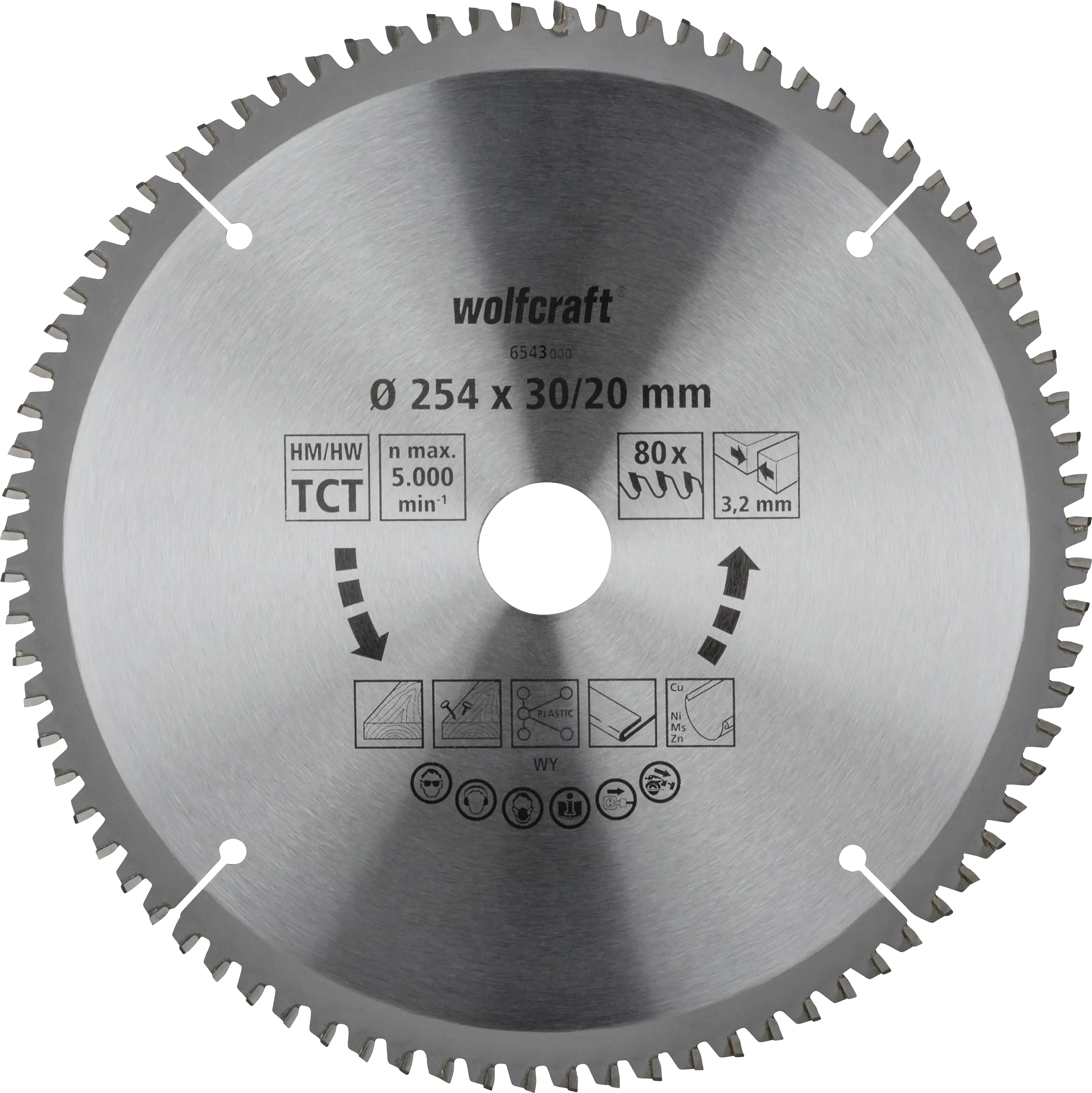Wolfcraft Sägeblatt 254 mm für Kapp-Gehrungssäge 80 Zähne Wolfcraft Sägeblatt 254 mm für Kapp-Gehrungssäge 80 Zähne