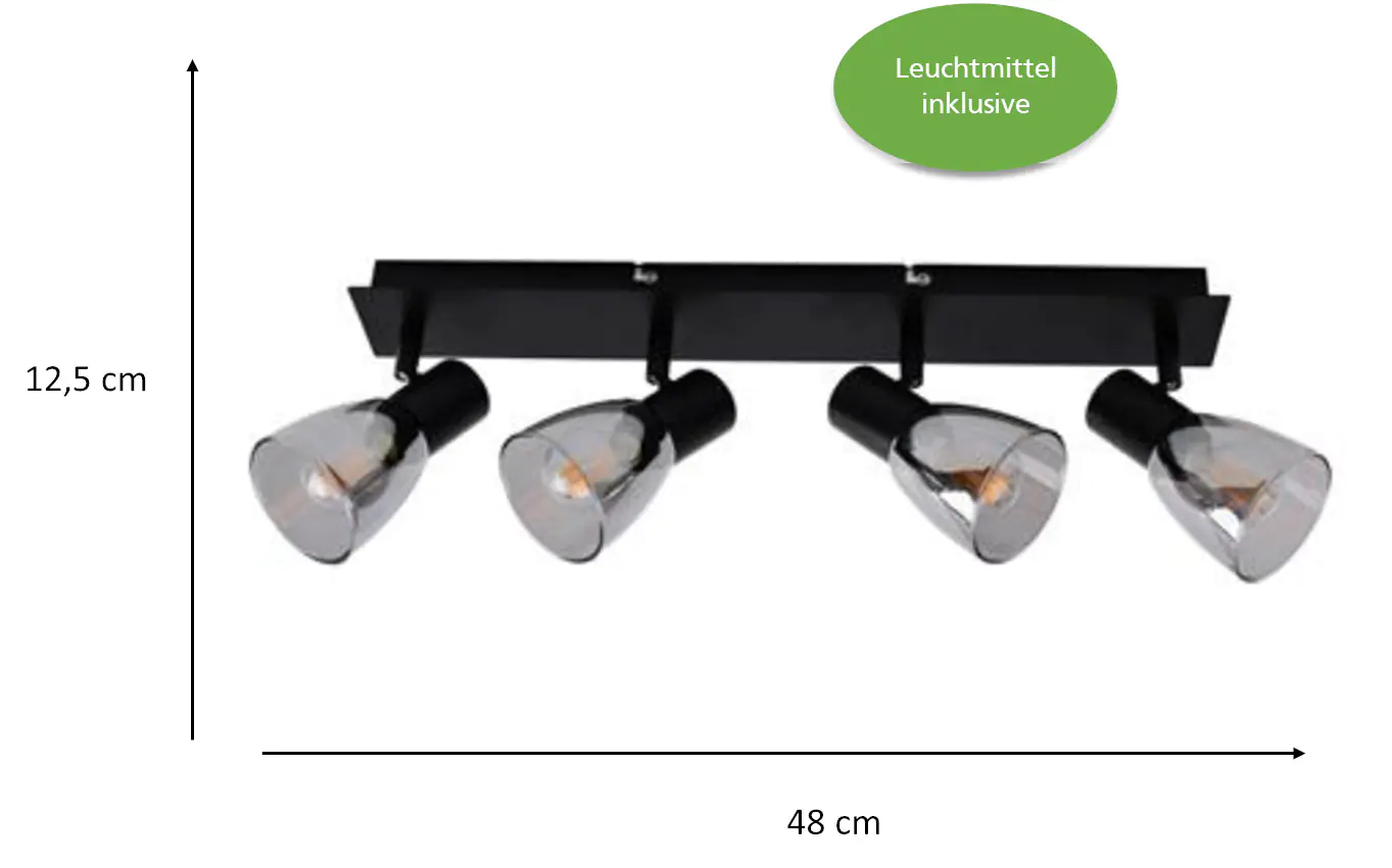 Primaster Deckenstrahler 4er LED Spot Miami E14 48 x 12,5 cm schwarz