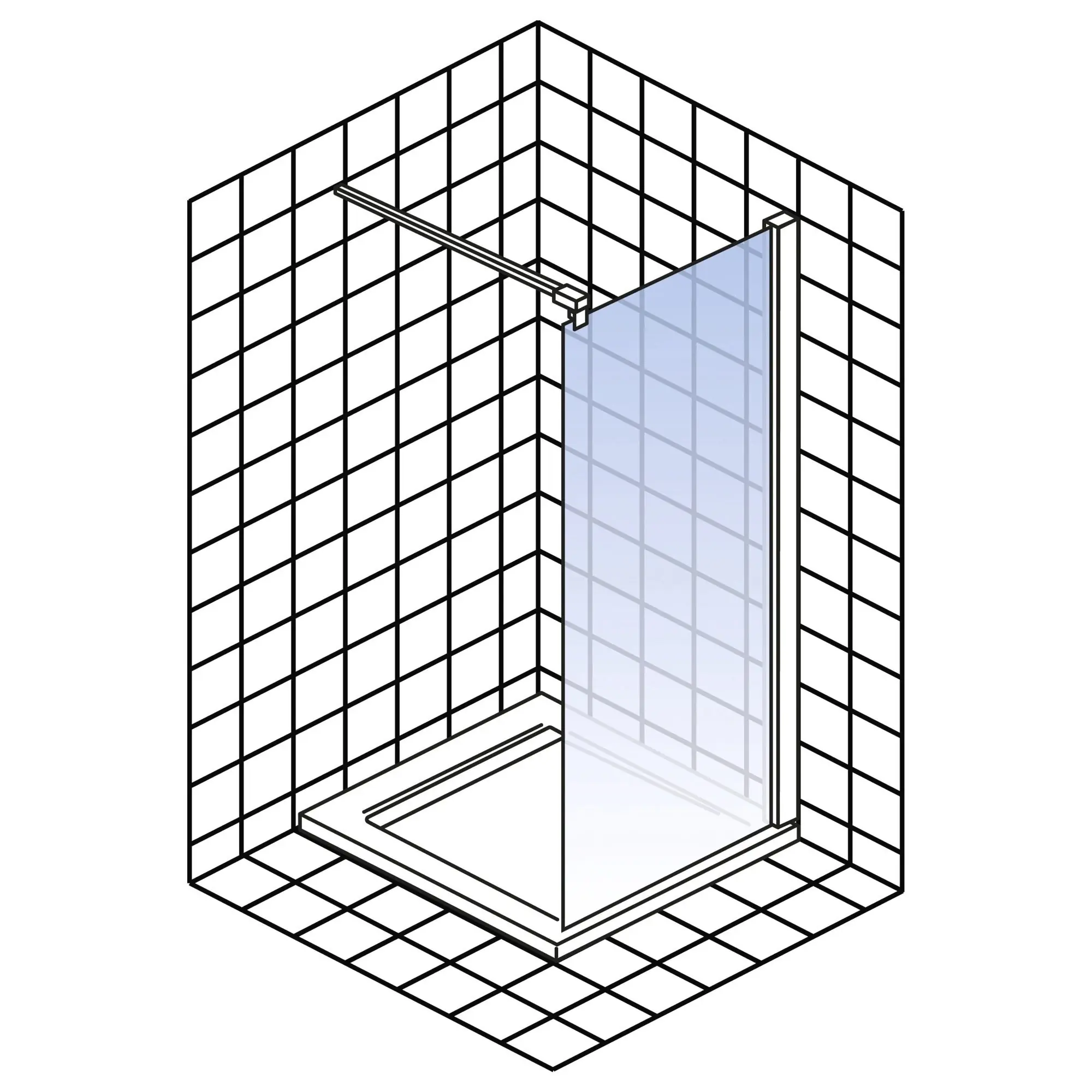 Schulte Duschwand Walk In Trend 2.0 140 x 200 cm schwarz matt klar