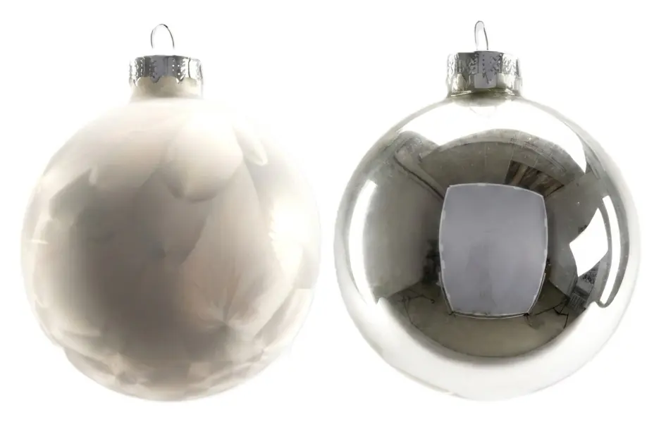 TrendLine Weihnachtskugeln aus Glas Ø 8 cm weiß-silber 6 Stück