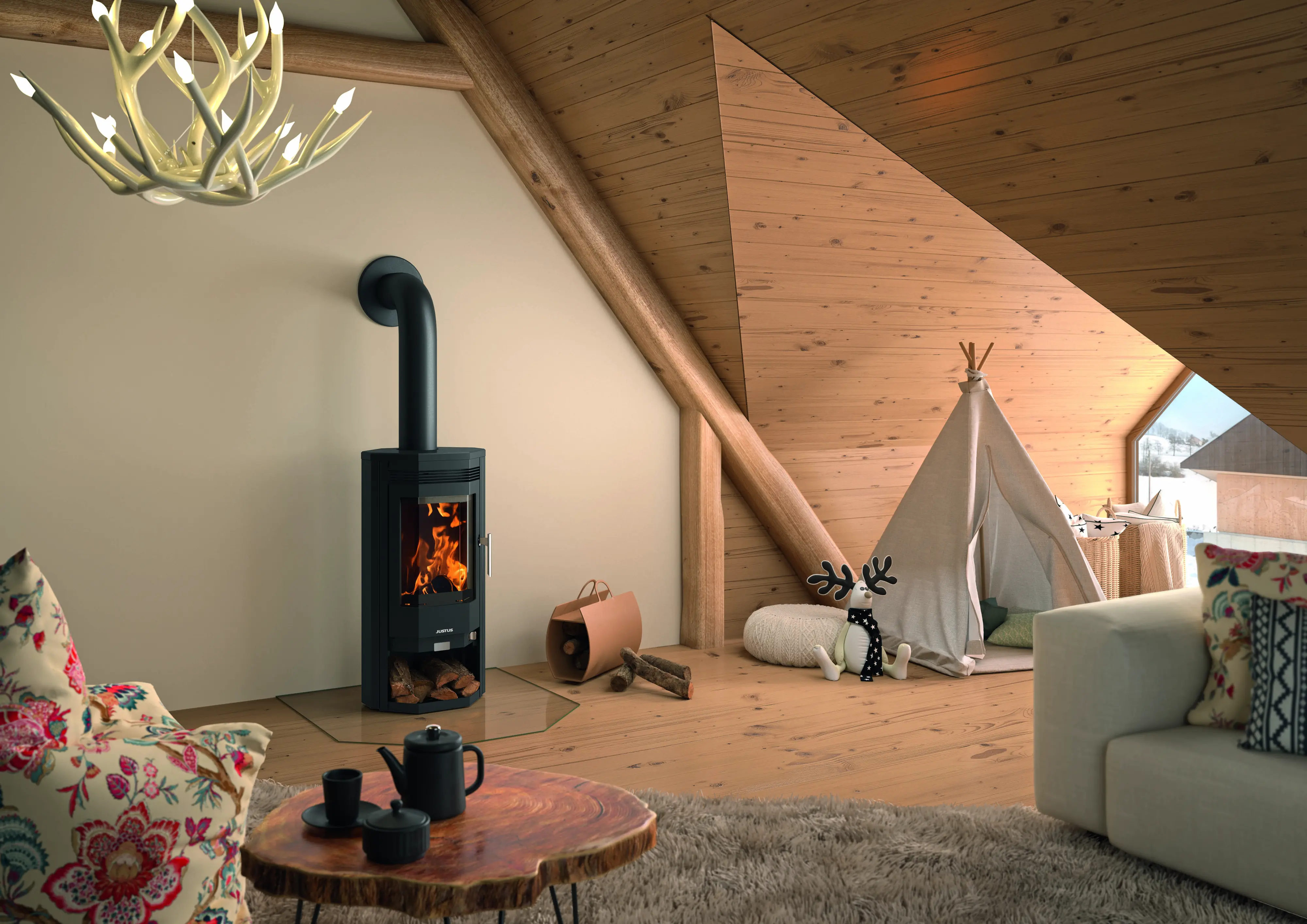 Justus Kaminofen Usedom 5 Stahl schwarz dauerbrennend 5,5 kW Justus Kaminofen Usedom 5 Stahl schwarz dauerbrennend 5,5 kW