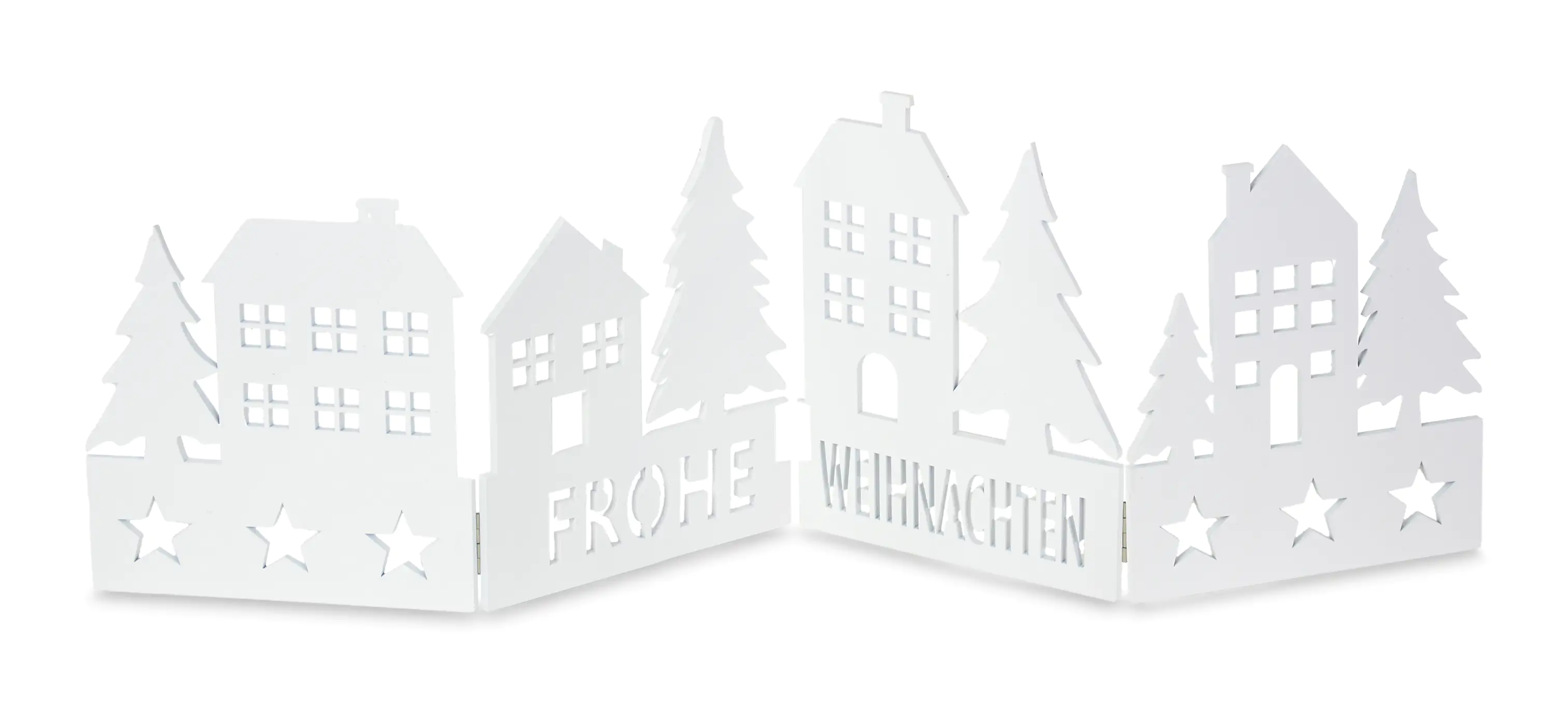 Riffelmacher Falt-Dekoration Häuser und Bäume Holz weiß 60 x 18,5 x 0,5 cm