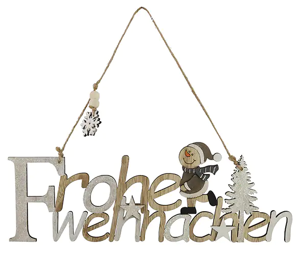 Schriftzug Frohe Weihnachten aus Holz, 29,5 x 10,5 x