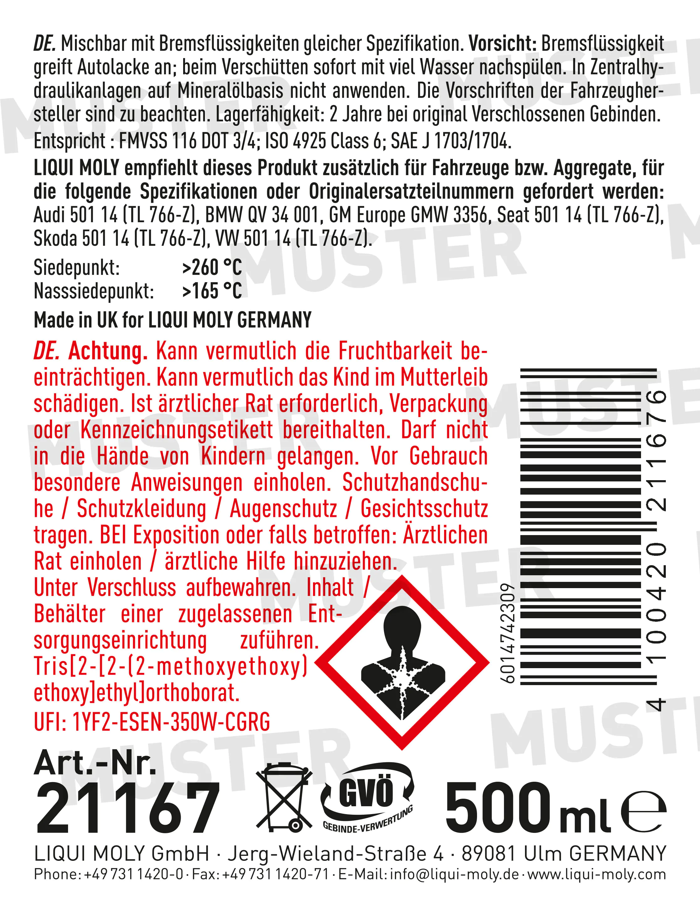 Liqui Moly Bremsflüssigkeit SL6 DOT4 500ml