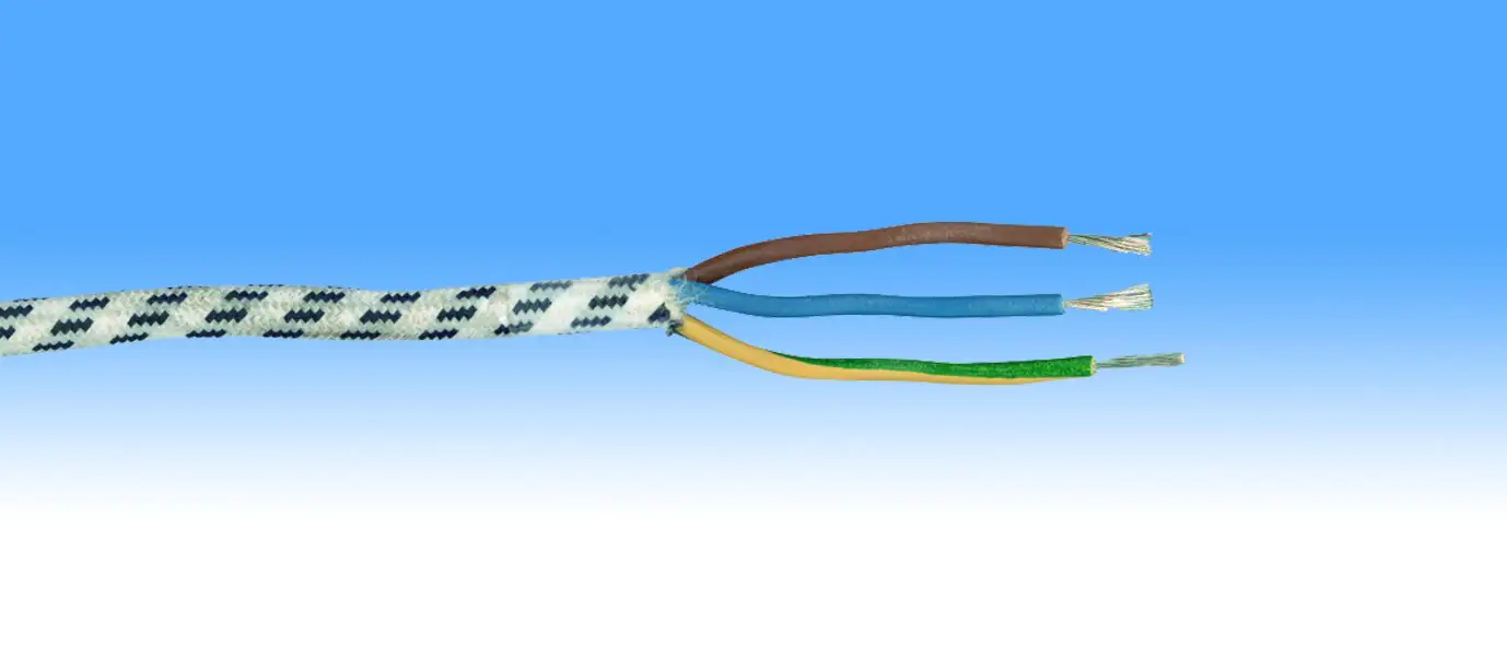 Bügeleisenleitung H03RT-F 3 x 0,75 - 1 Meter, schwarz/weiß