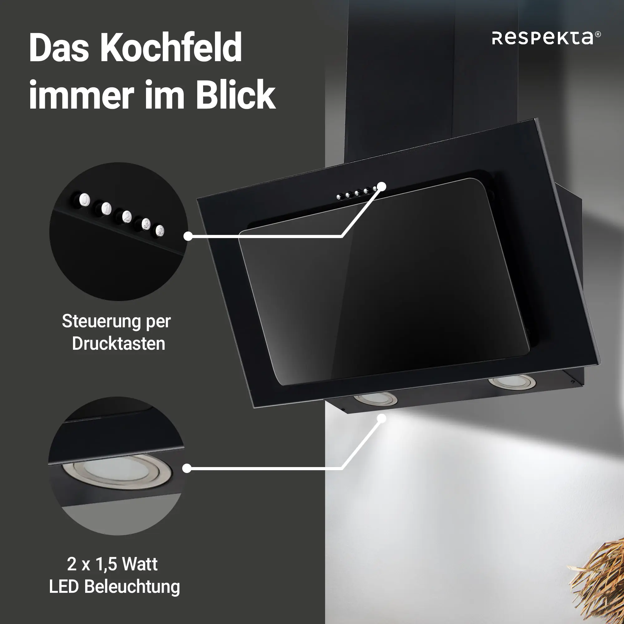 respekta kopffreie Schräghaube 60 cm schwarz CH33060SB respekta kopffreie Schräghaube 60 cm schwarz CH33060SB
