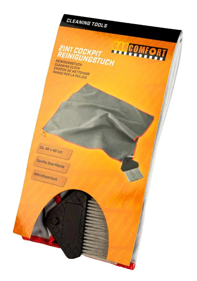Walser Cockpit Reinigungstuch 2in1, Mikrofasertuch mit Bürste 40x40 cm