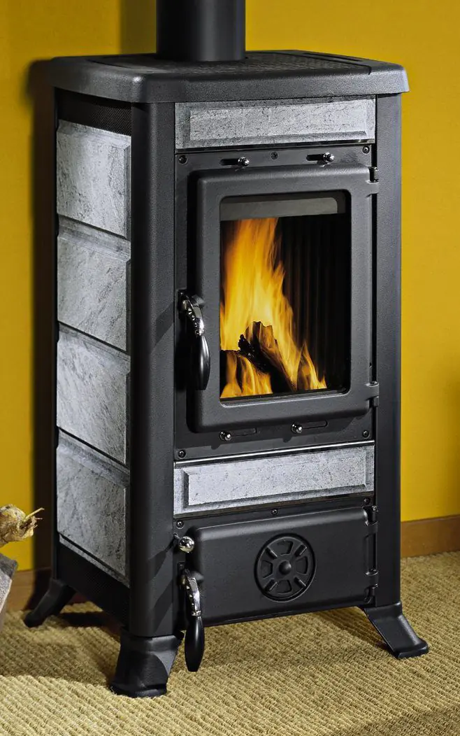 La Nordica Kaminofen FULVIA schwarz-grau Stahl/Kachel, 6 kW