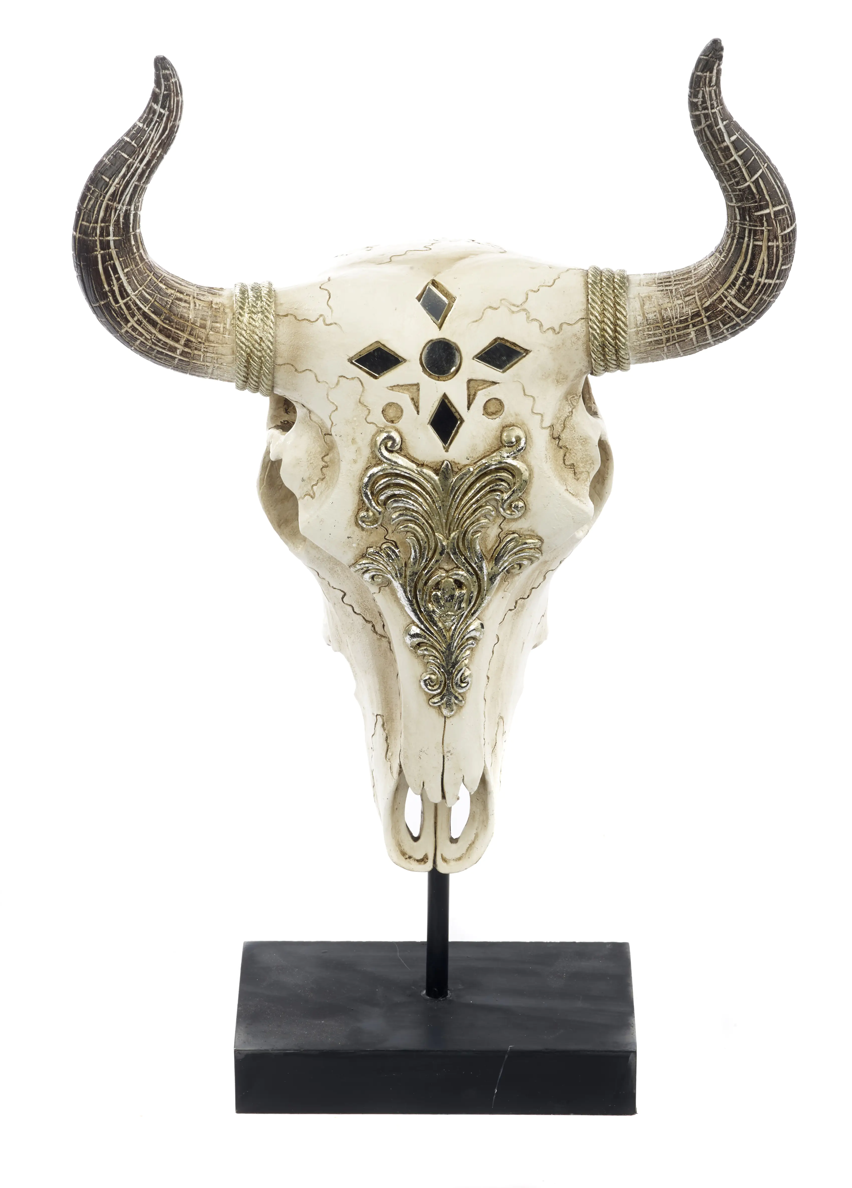 TrendLine Deko Western Tierkopf 23 x 10 x 39 cm cremeweiß braun