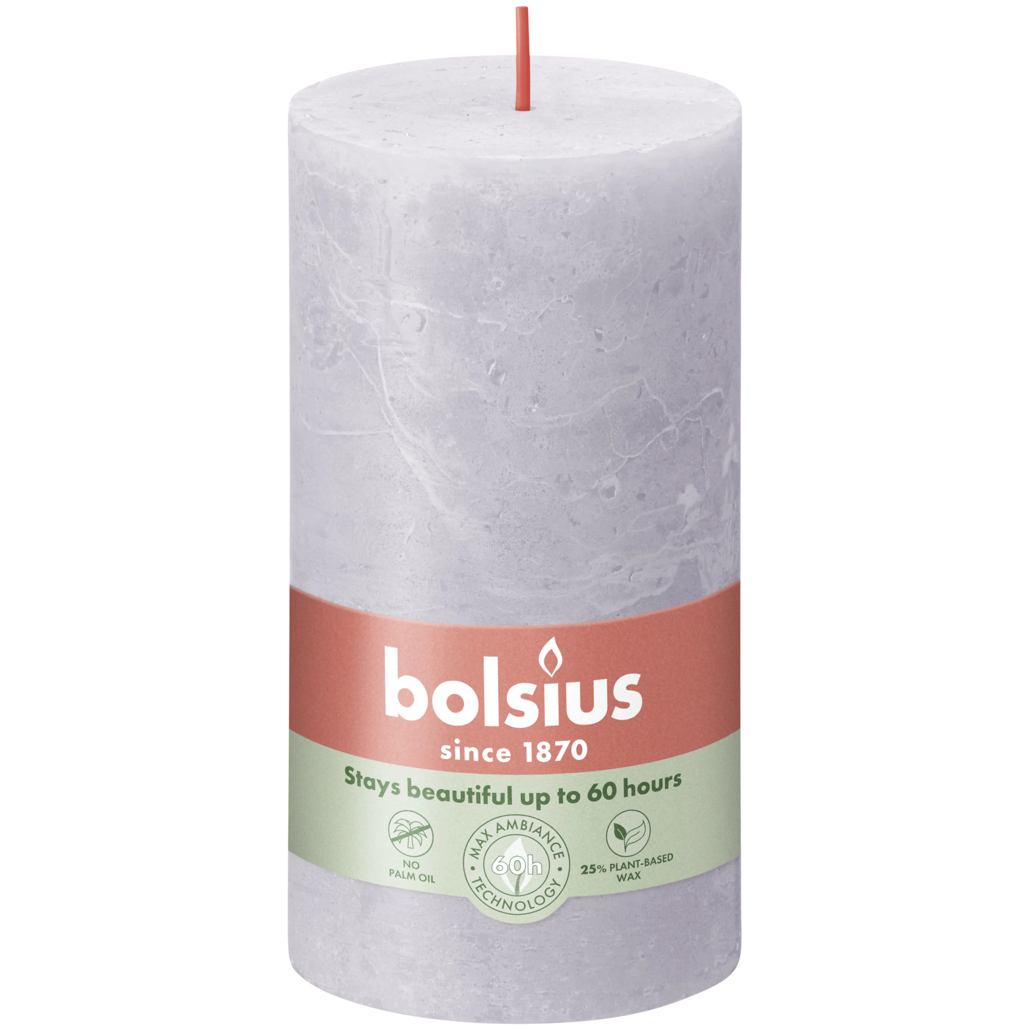 Bolsius Rustik Stumpenkerze gefrorener lavendel, Höhe: 13 cm, Ø 6,8 cm