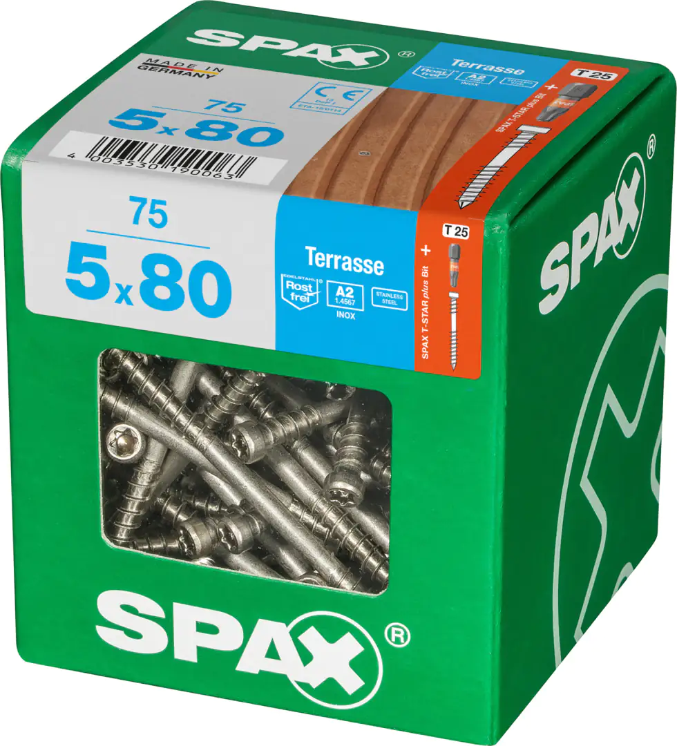 Spax Terrassenschrauben 5.0 x 80 mm TX 25 - 75 Stk.