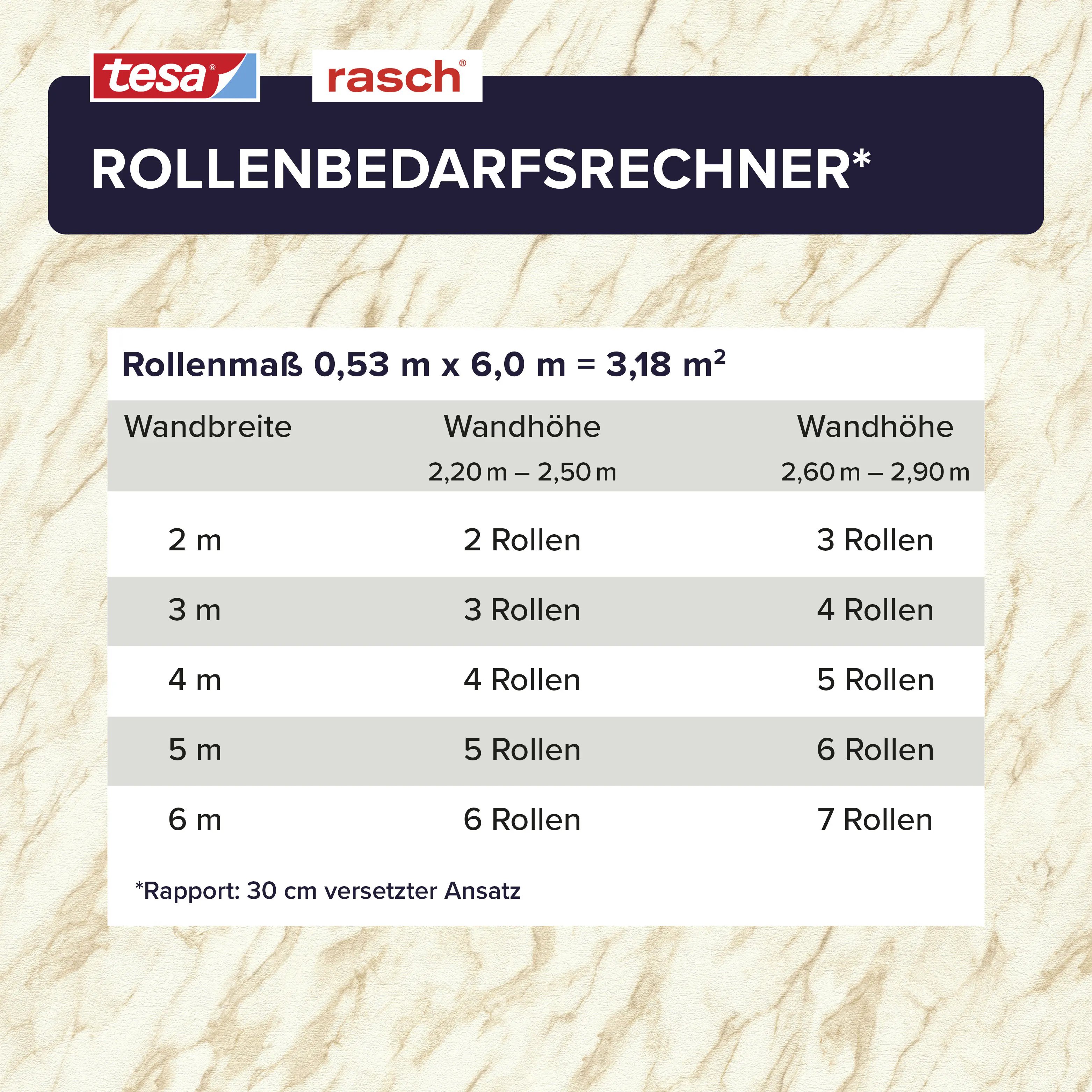 Tesa x Rasch selbstklebende Tapete Carrara Marmor Beton beige 6 x 0,53 m