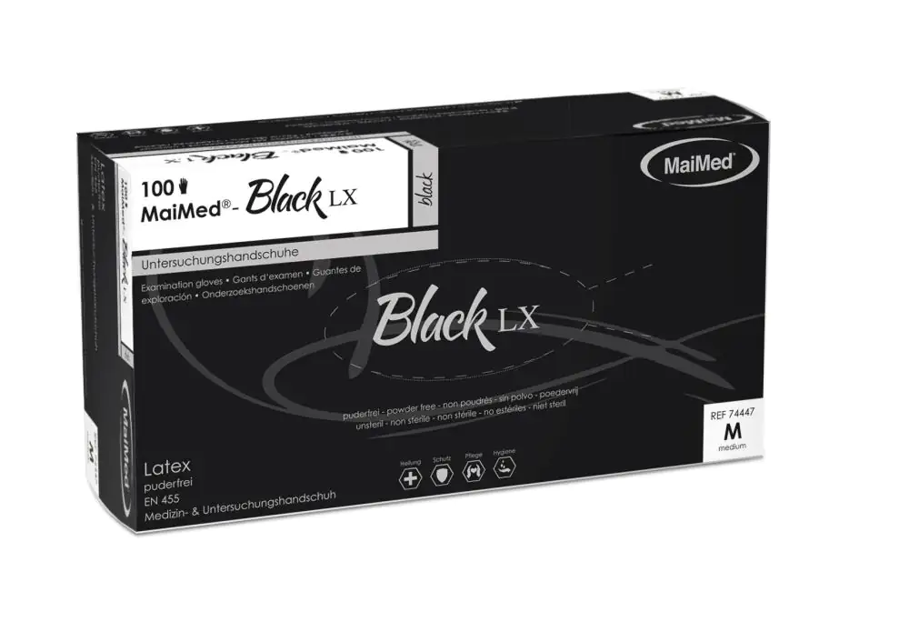 MaiMed Einmalhandschuhe Black Latex Größe L, 100 Stück, schwarz MaiMed Einmalhandschuhe Black Latex Größe L, 100 Stück, schwarz