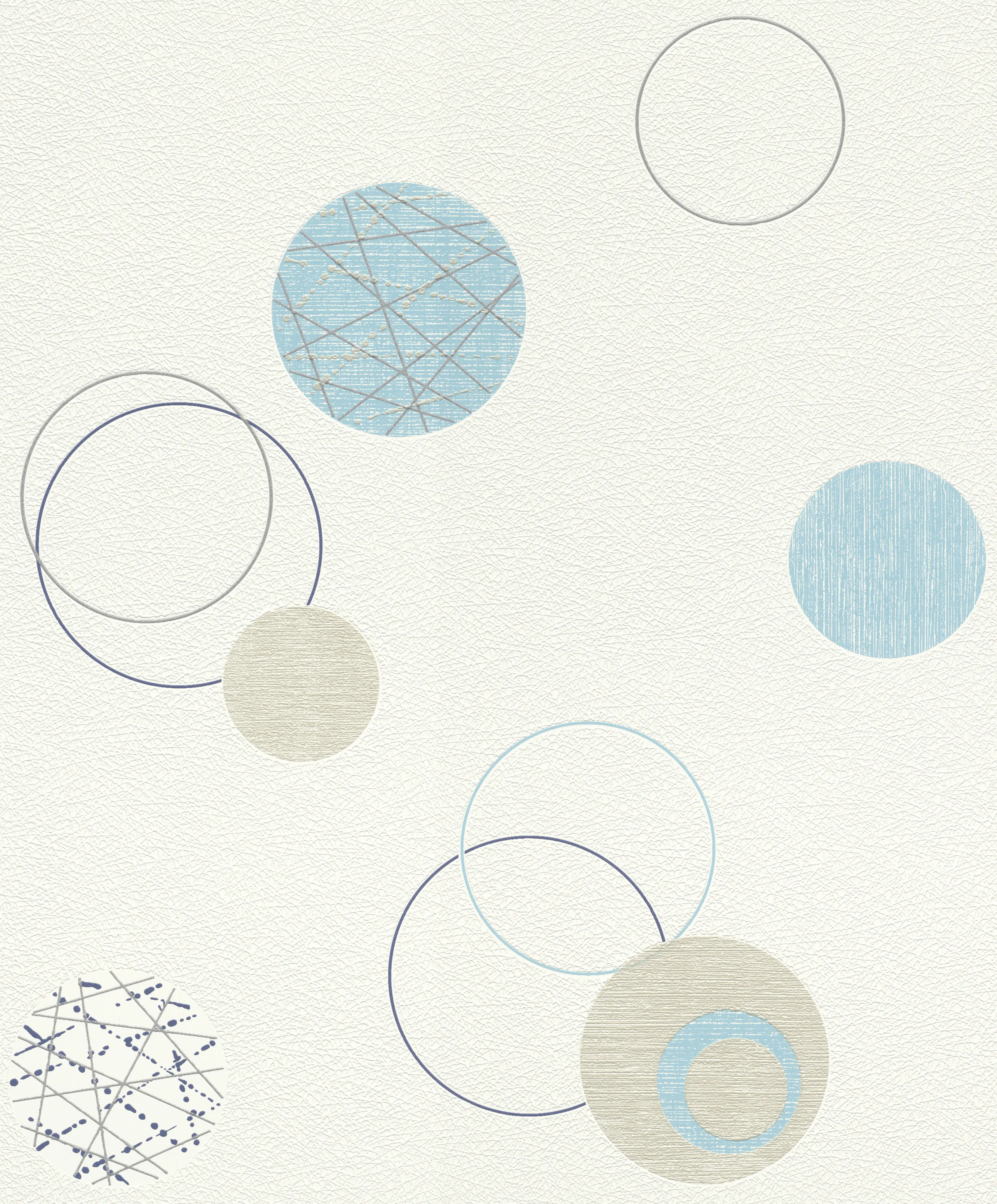 Rasch Vliestapete 475913 Selection kreise weiß 10,05 x 0,53 m