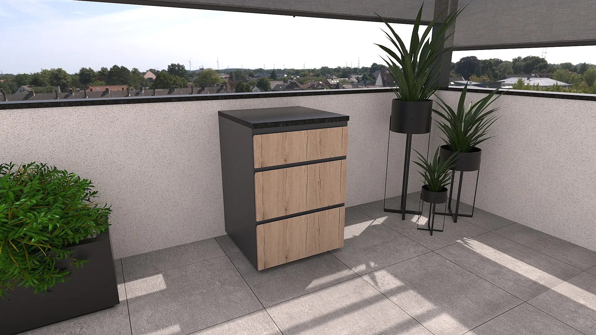 Bellano Living Element für Outdoorküchen inkl. 3 Schubladen eiche granit