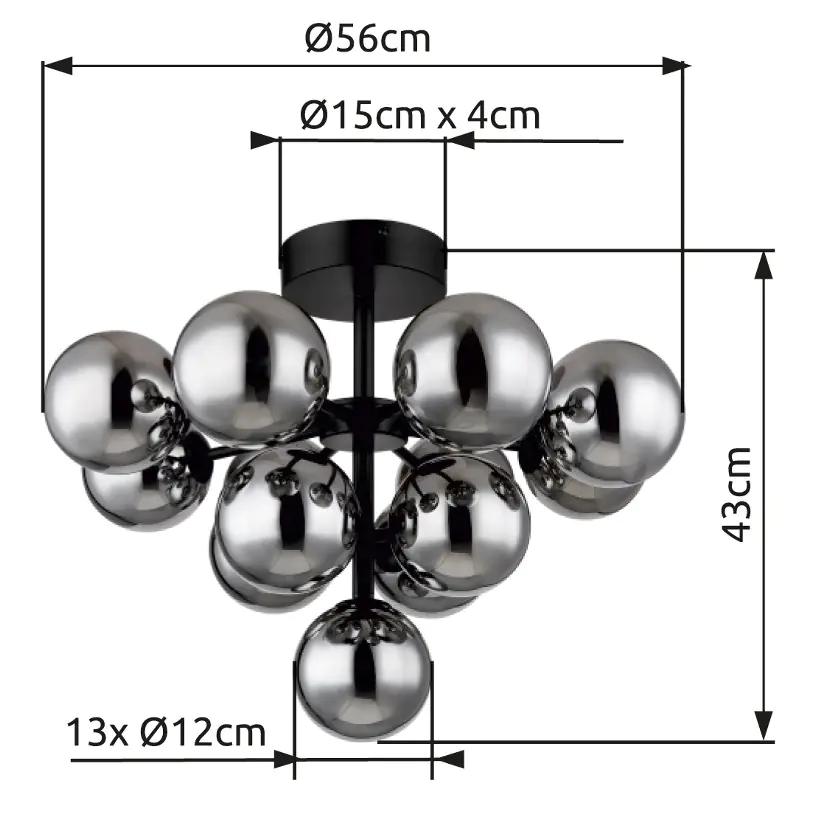 Globo Deckenleuchte GRAPPY rauchfarben