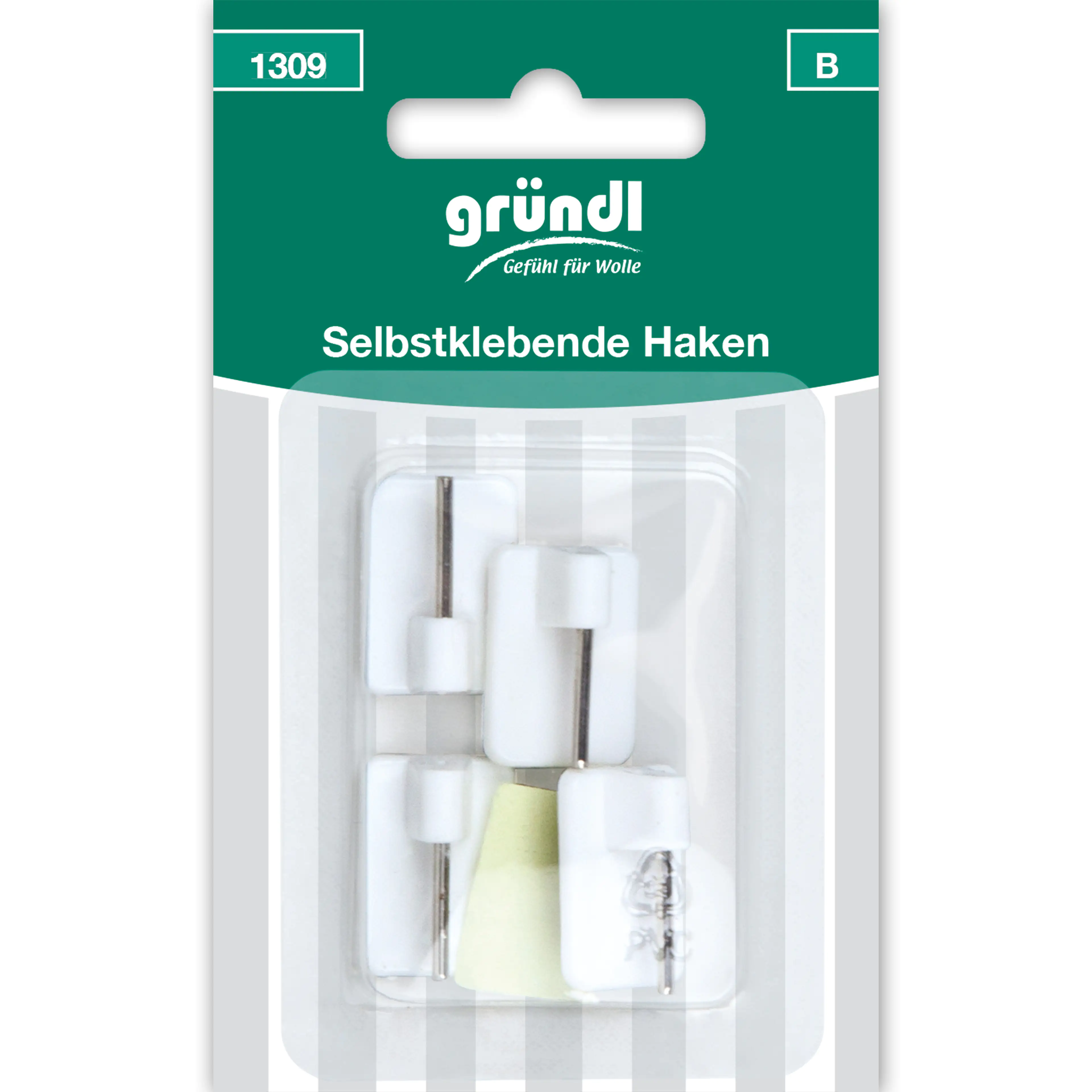 Gründl Selbstklebende Haken 4 Stück weiß