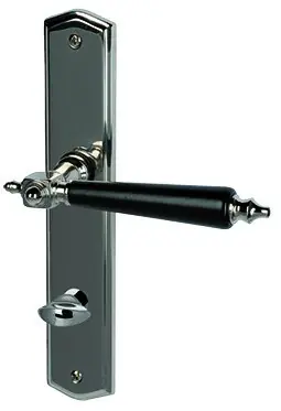 Alpertec Türgarnitur WC Langschild Odin Edelstahl poliert Griff schwarz 23 x 4,5 cm mit Sperrriegel