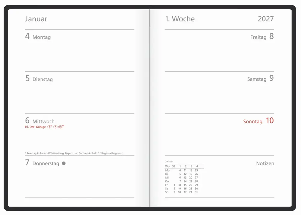 Korsch Kalender Wochentimer Colour 2027 blau