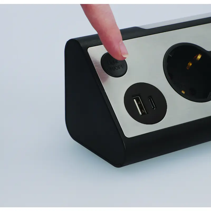 Unitec Tischsteckdose 3-fach mit Schalter 2x USB A+C Anschluss 1,4 m