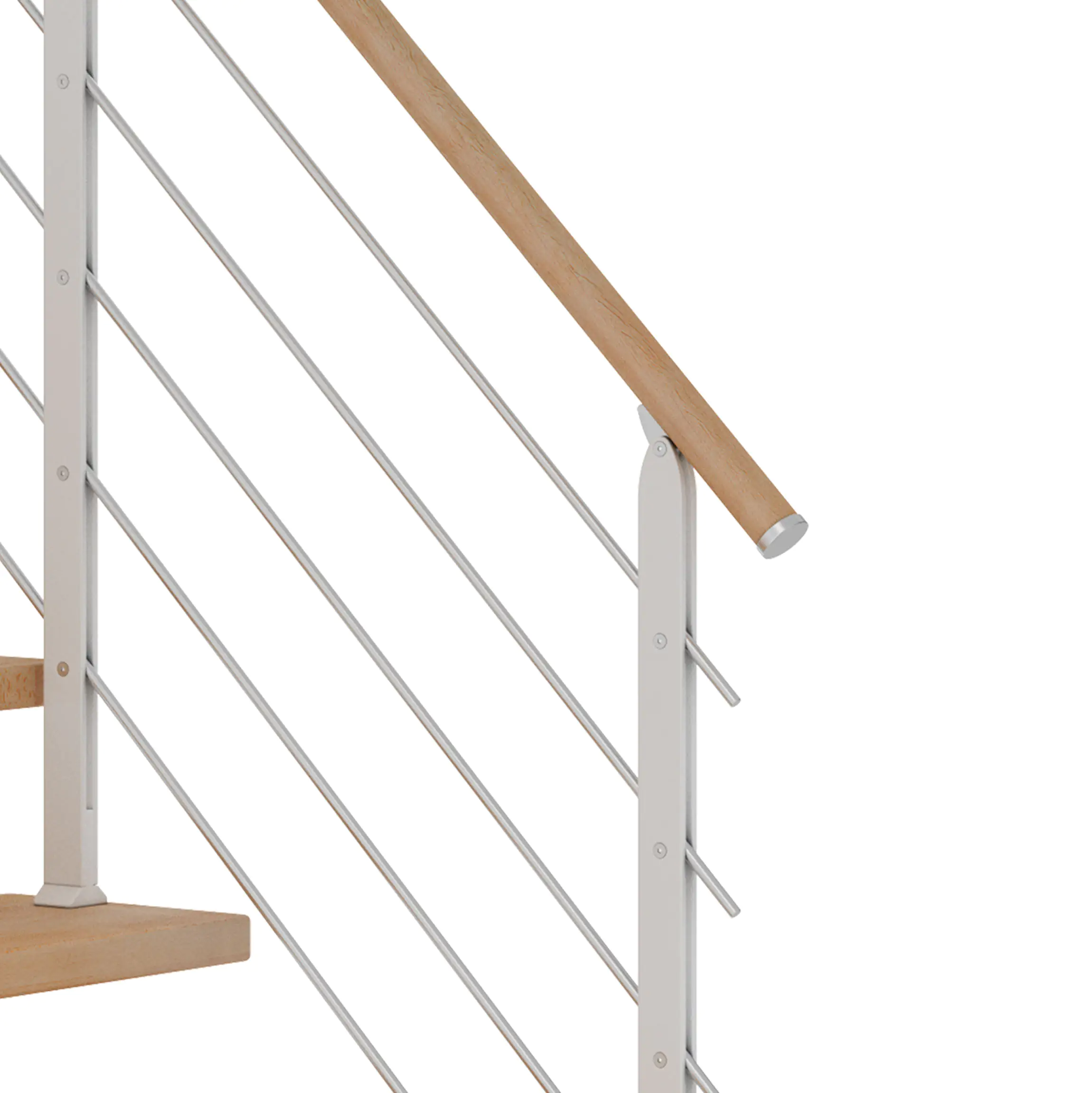 Dolle Mittelholmtreppe Hamburg Buche 75 cm 11 Stufen gerade mit Geländer weiß