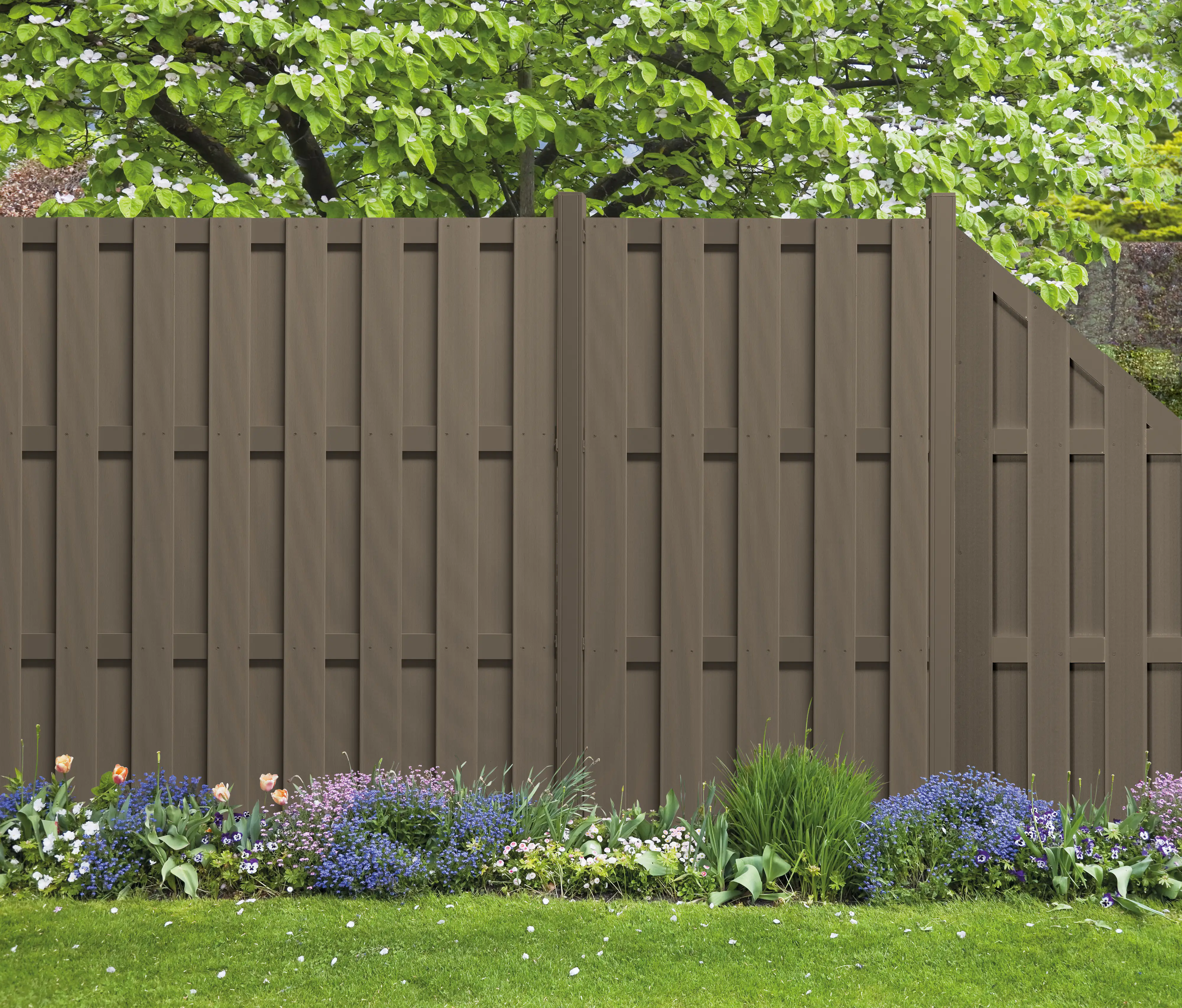 elephant WPC-Sichtschutzzaun Color Line Schrägelement braun 90 x 180 cm