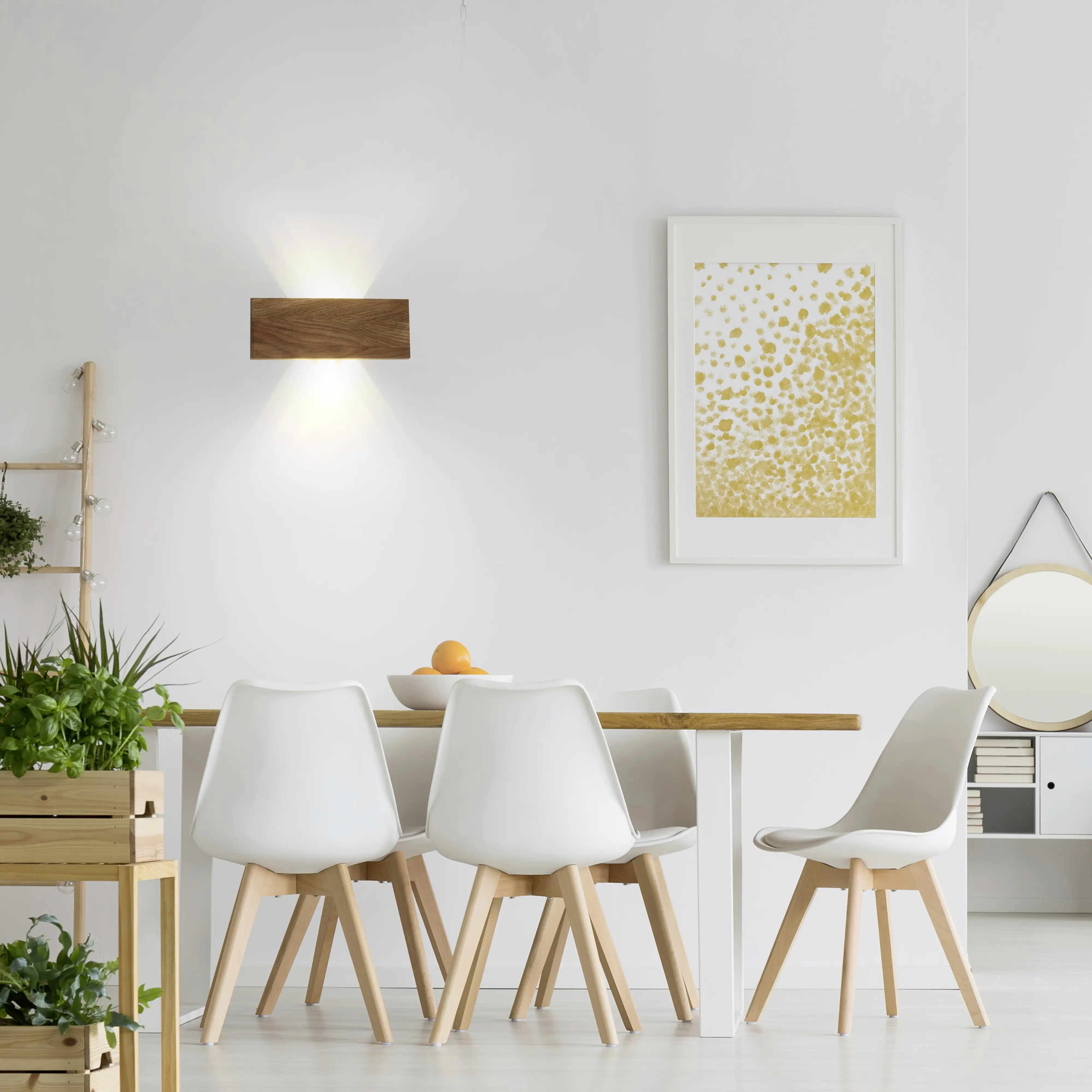 Paul Neuhaus LED Wandleuchte Palma holz 32 x 12 cm Up & Down warmweiß