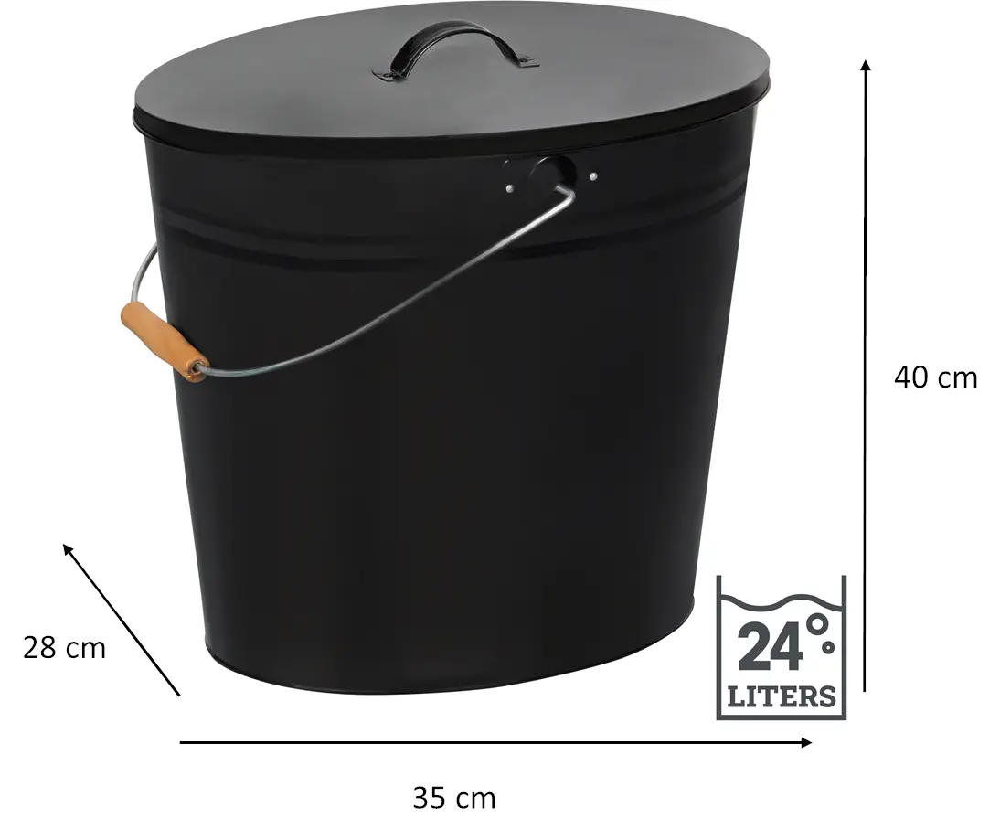 Ascheimer mit Deckel verzinkt, 24 L