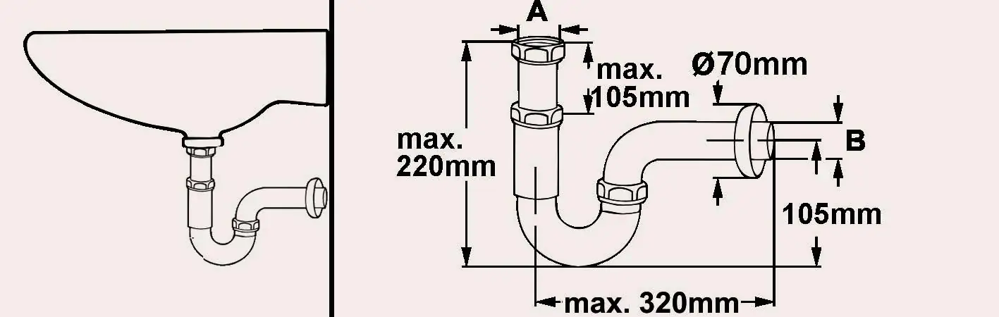 Cornat Röhrensiphon 1 1/4" x 32 mm Metall, verchromt