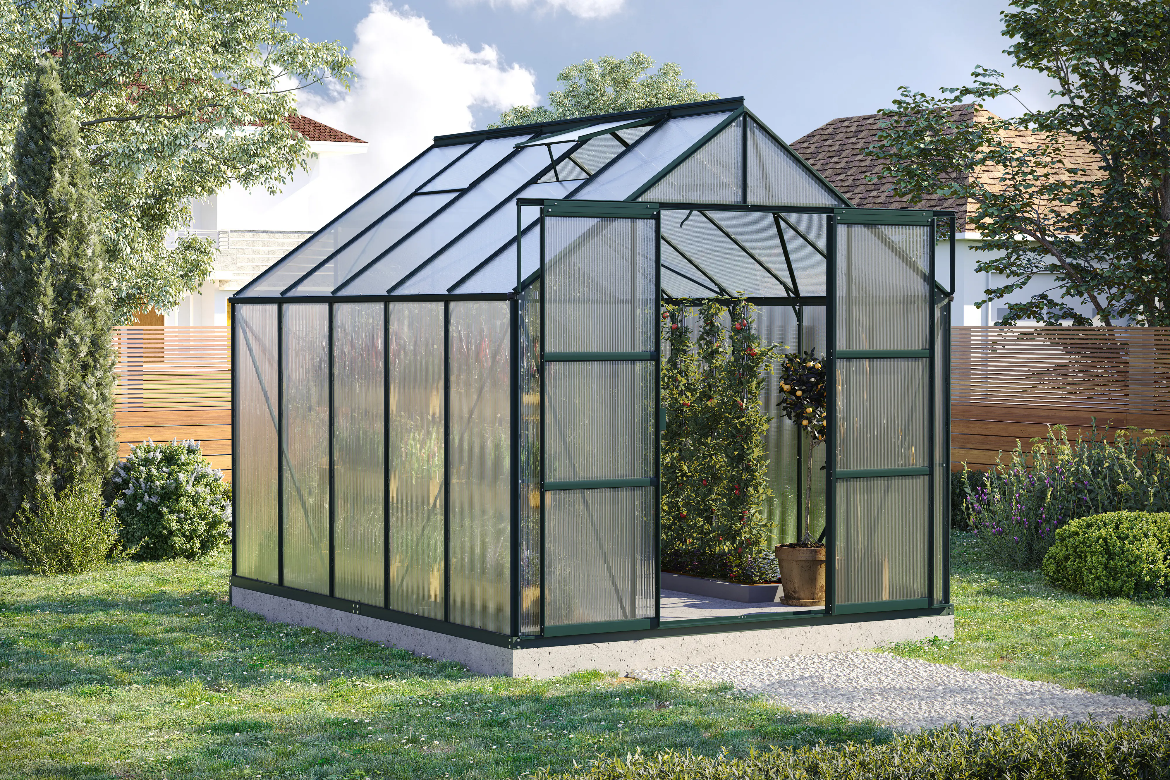 Vitavia Gewächshaus-Set Uranus 8300 HKP 6 mm smaragd 254 x 317 cm 