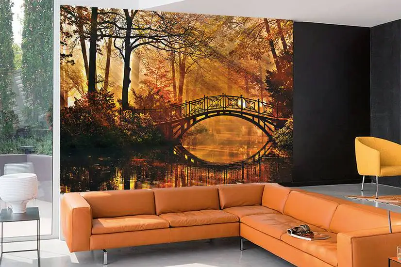 papermoon Vlies- Fototapete Digitaldruck 350 x 260 cm Misty Park Bridge