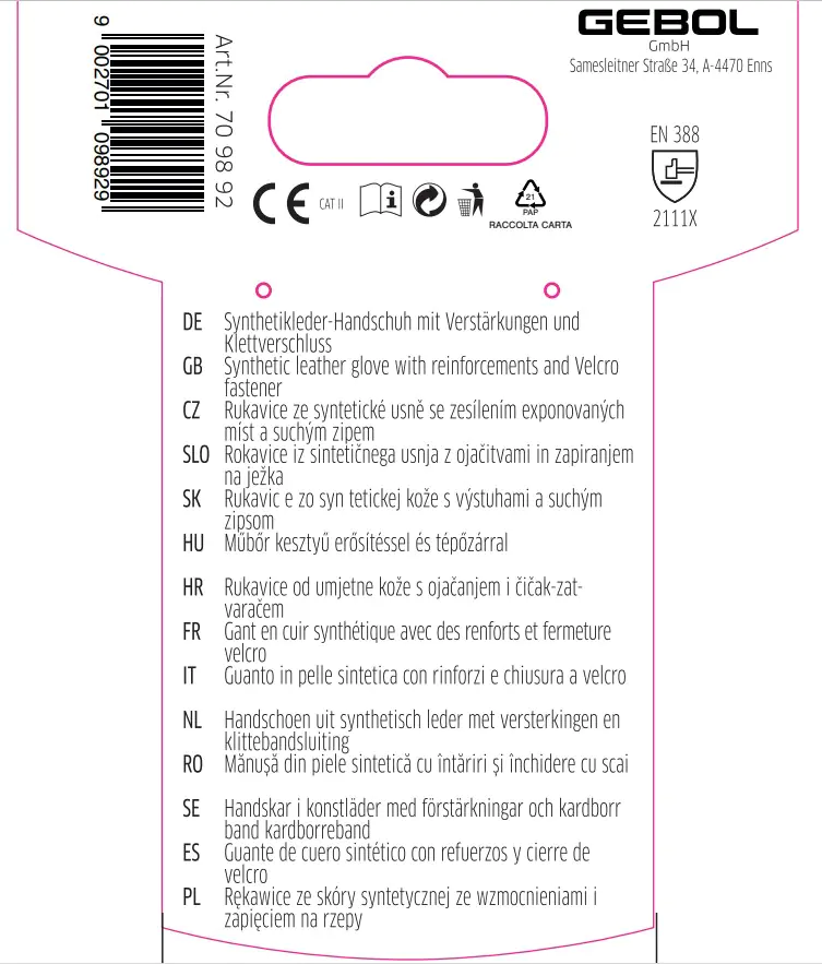 Gebol Handschuh Master Impact   Gebol Handschuh Master Impact