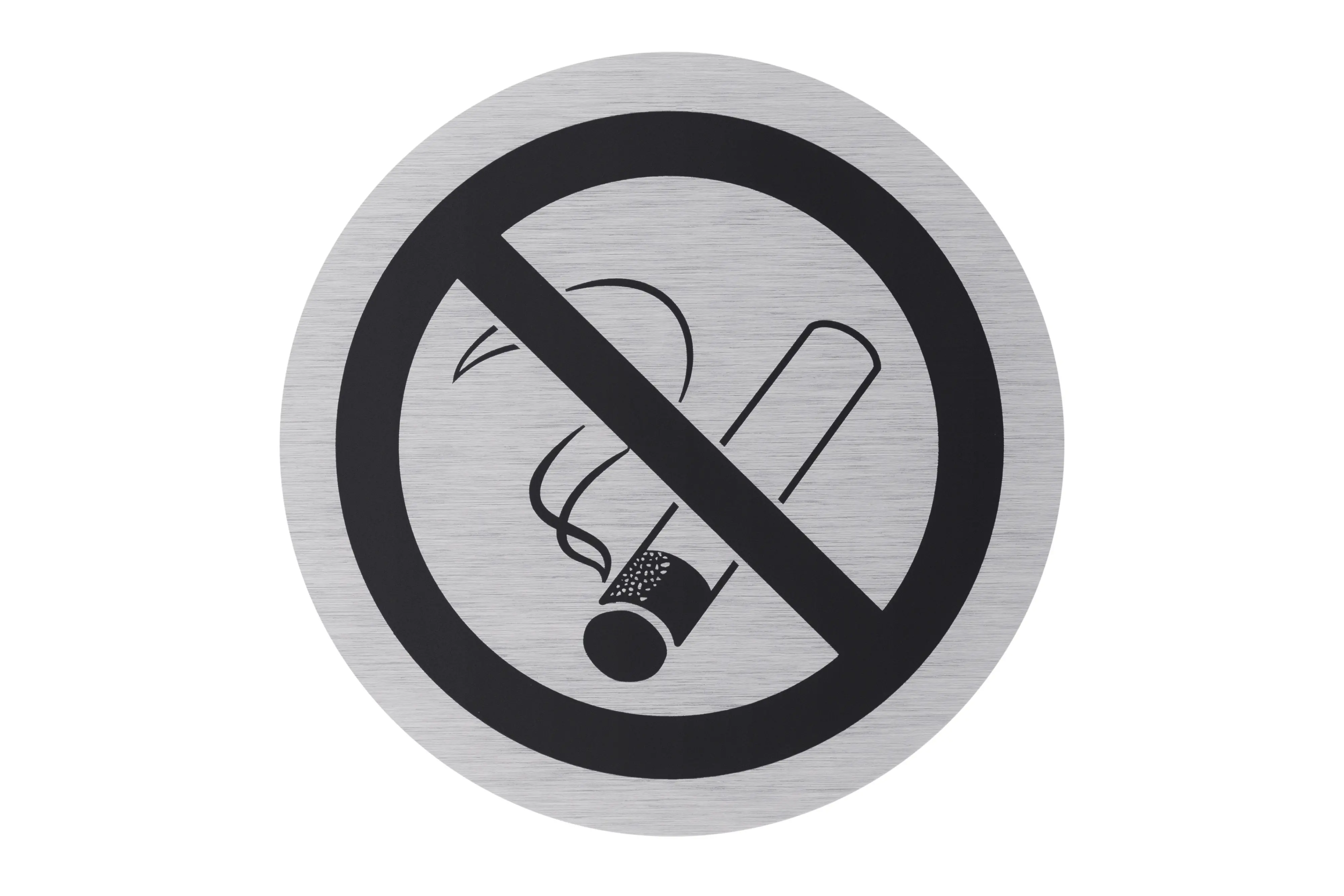 Conmetall Aufkleber Rauchverbot Aluminium Ø 7,5 cm edelstahl-optik