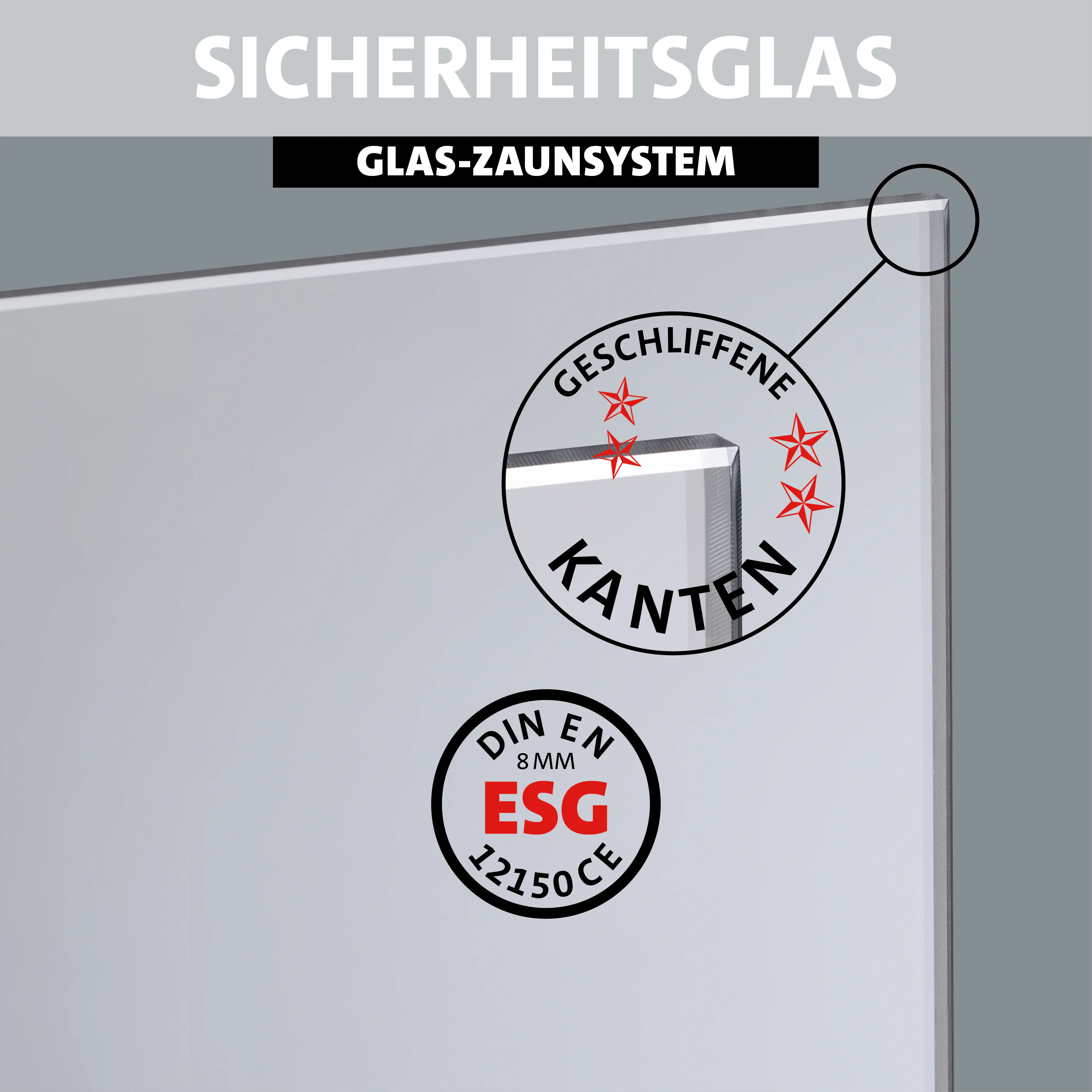 Ambiente Glaszaun Erweiterungsset Klarglas 187 x 55,7 cm mit Motivdruck anthrazit Ambiente Glaszaun Erweiterungsset Klarglas 187 x 55,7 cm mit Motivdruck anthrazit