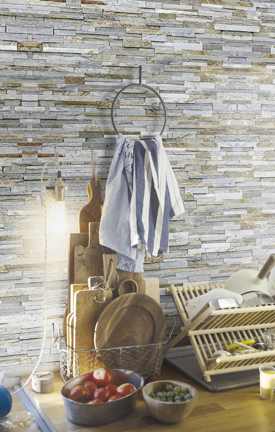 d-c-fix Klebefliesen Keramik Stone wall blau-grau 67,5 x 100 cm