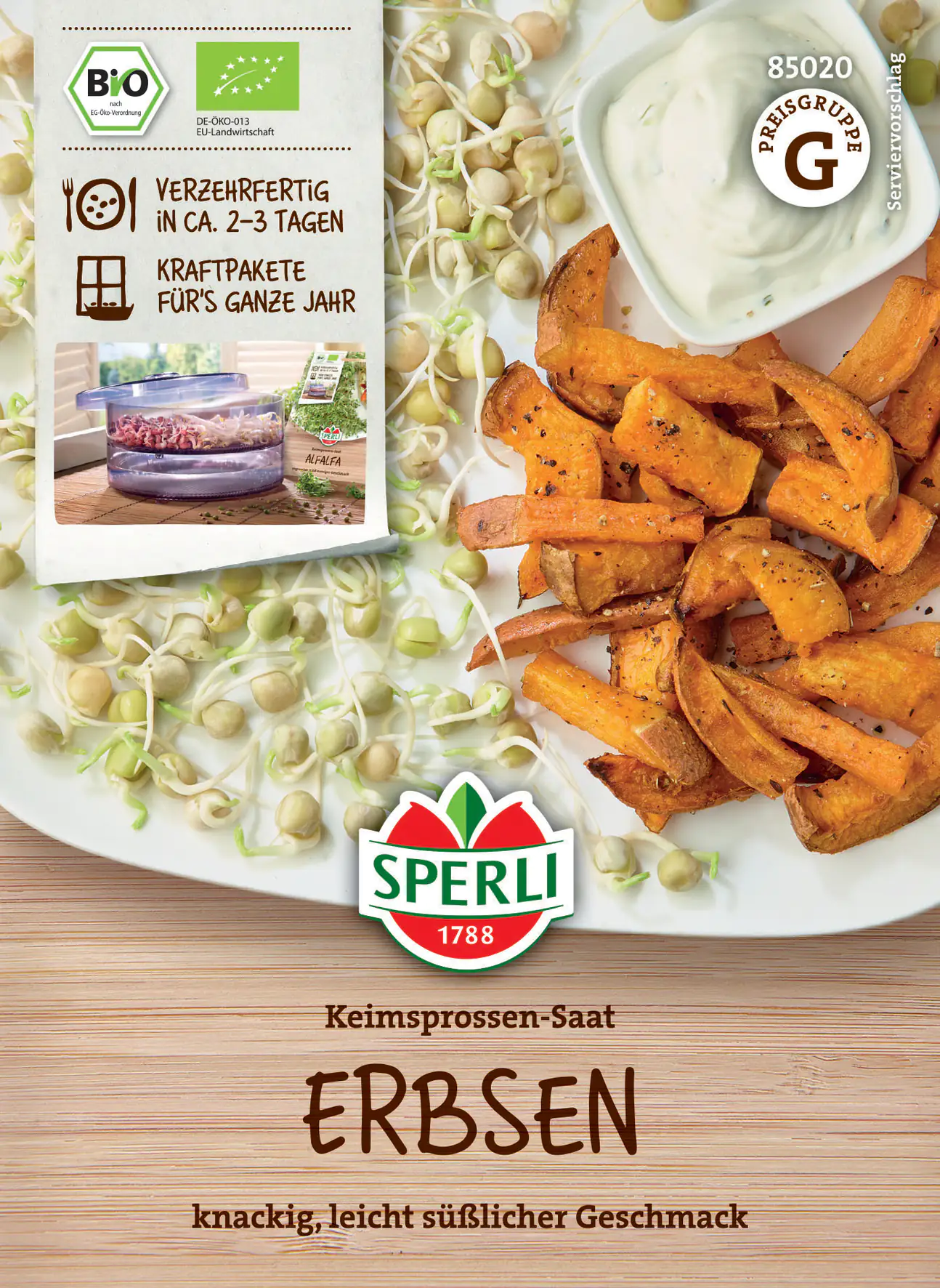 Sperli BIO Keimsprossen-Saat Erbsen