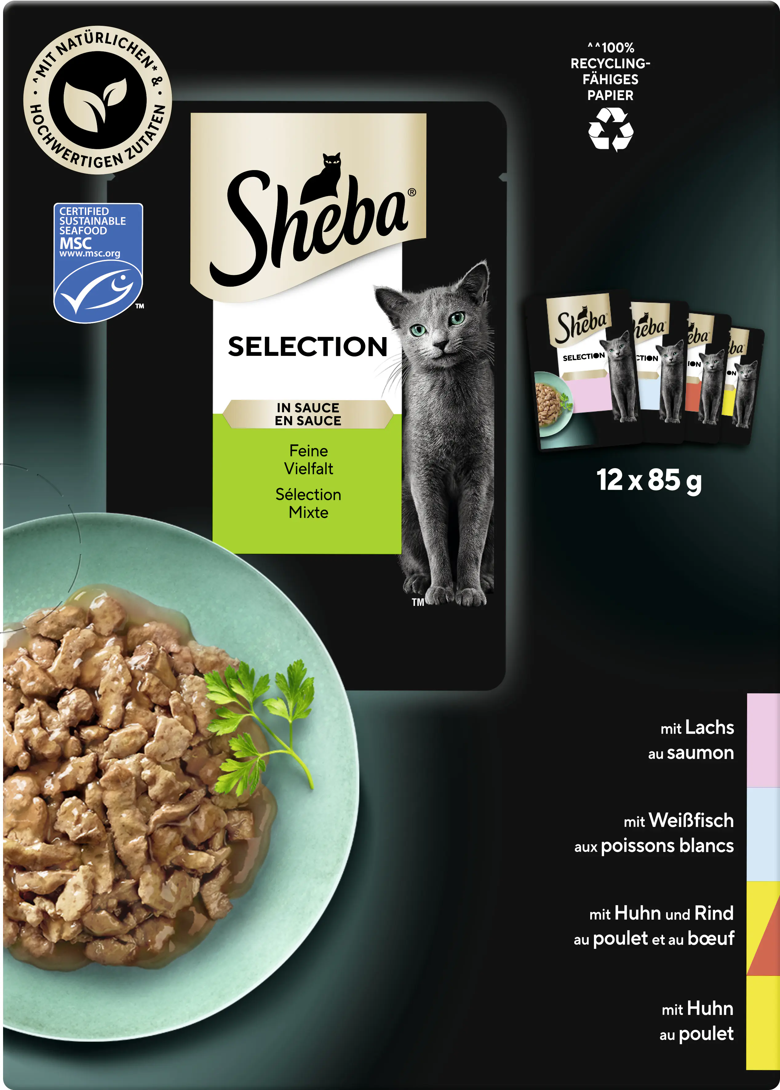 Sheba Selection in Sauce Katzennassfutter Adult 12 x 85 g Feine Vielfalt