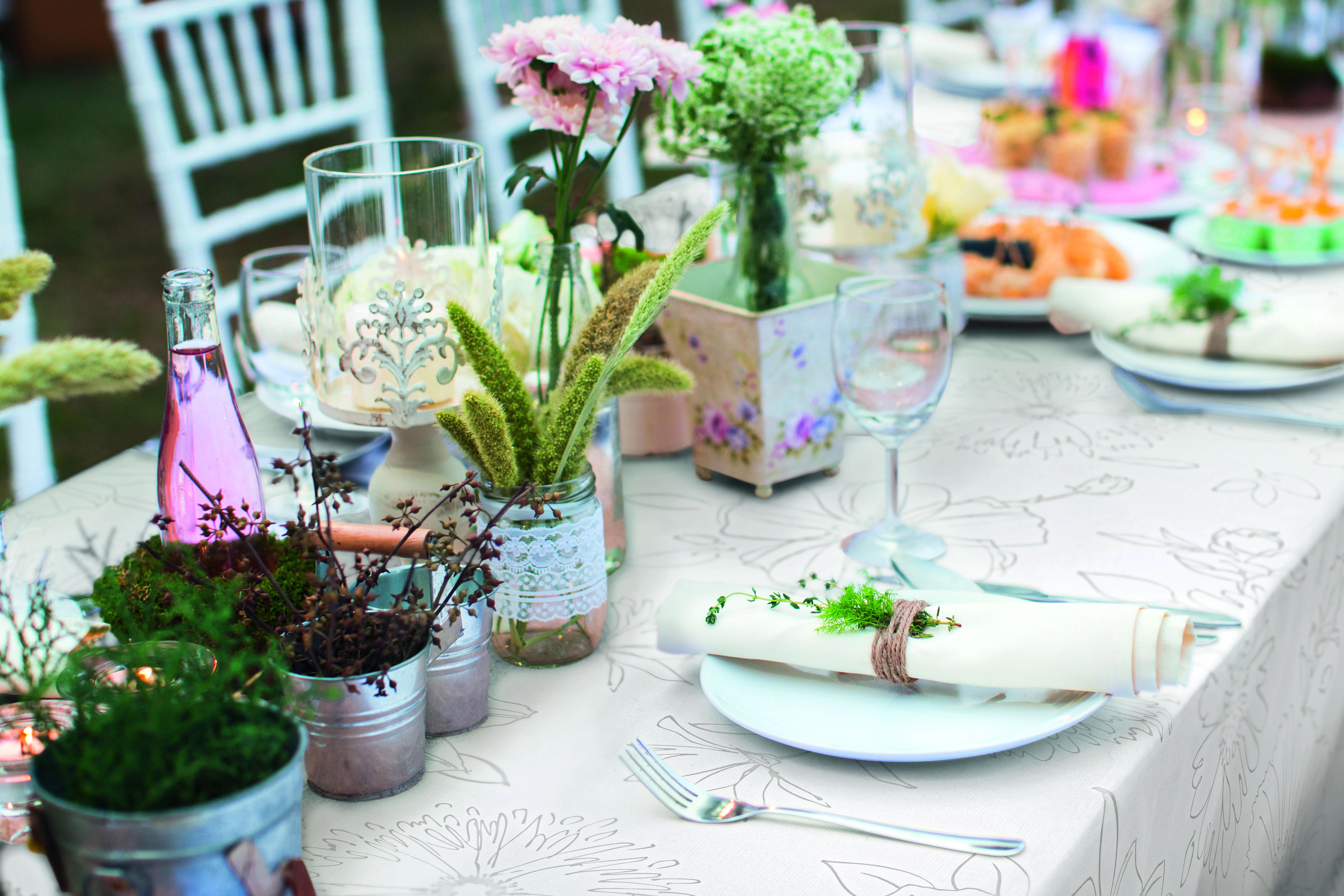 d-c-table® Tischdecke Manhattan Palmas 150 x 250 cm, natur